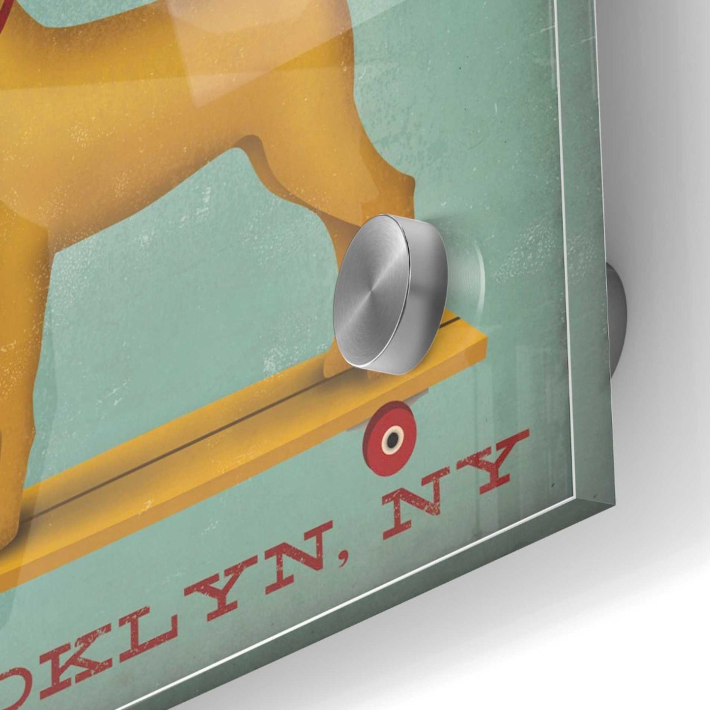 Epic Art 'Golden Dog on Skateboard' by Ryan Fowler, Acrylic Glass Wall Art,36x36