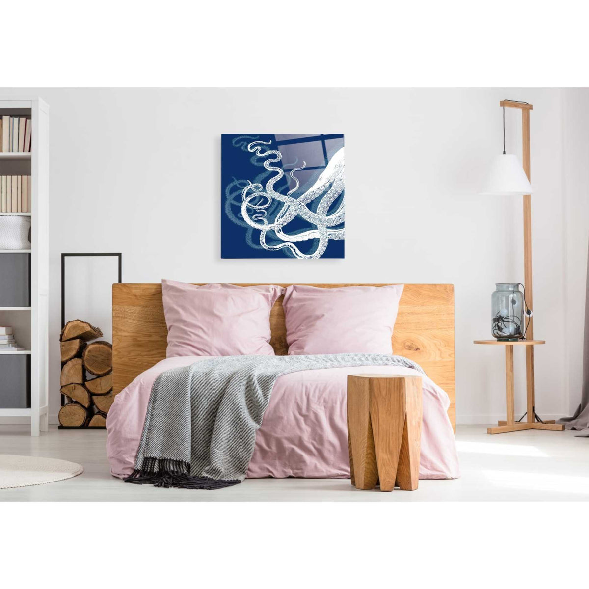 Epic Art 'Octopus Tentacles Blue And White' by Fab Funky Acrylic Glass Wall Art,36x36
