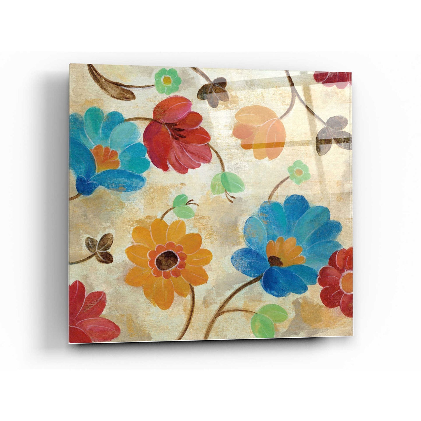 Epic Art 'Coral and Teal Garden I' by Silvia Vassileva, Acrylic Glass Wall Art,36x36