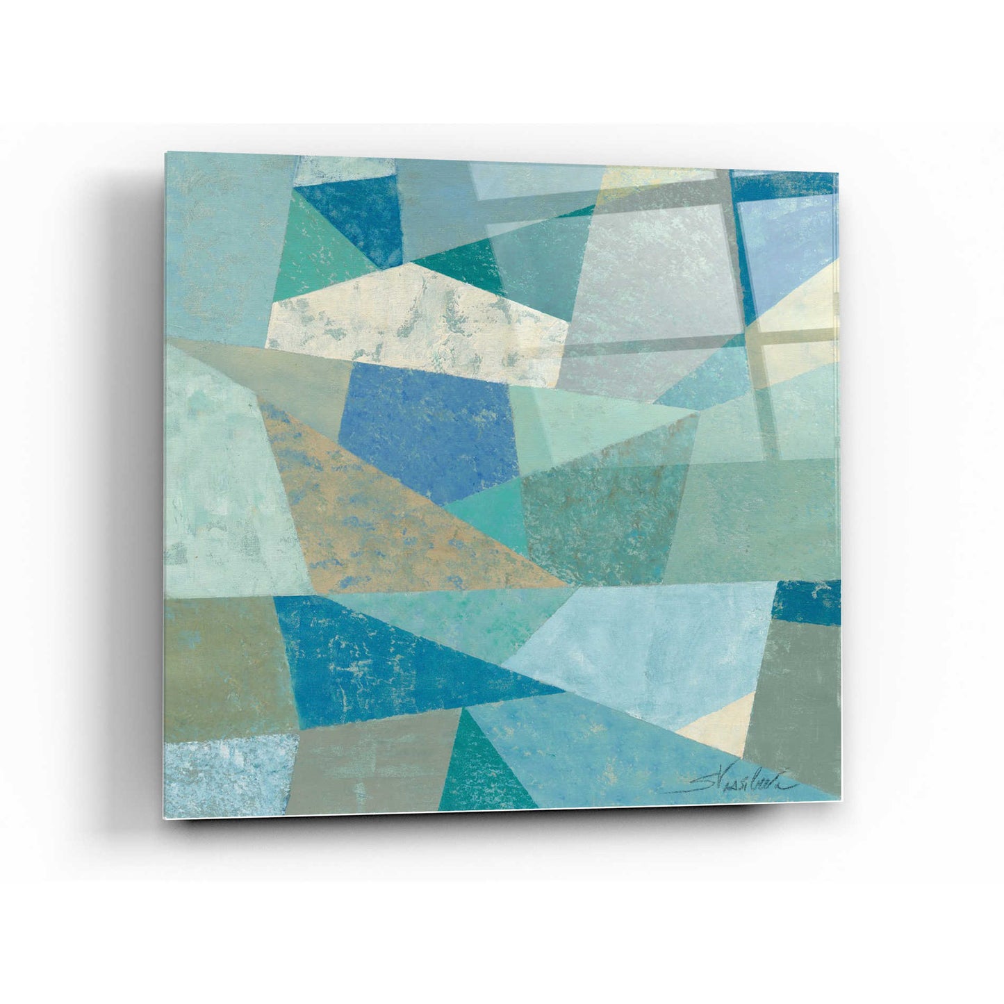 Epic Art 'Teal Geo Metric' by Silvia Vassileva, Acrylic Glass Wall Art,36x36