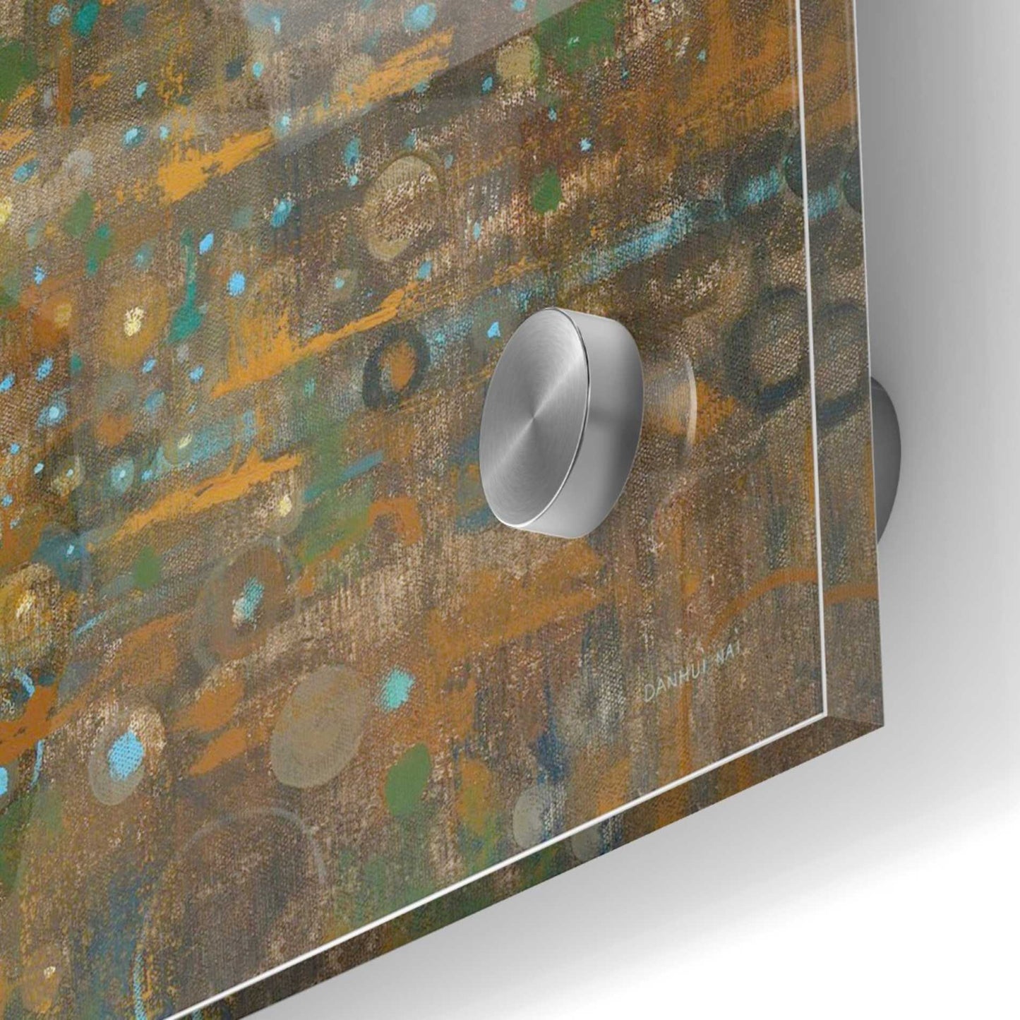 Epic Art 'Blue And Bronze Dots X' by Danhui Nai, Acrylic Glass Wall Art,36x36