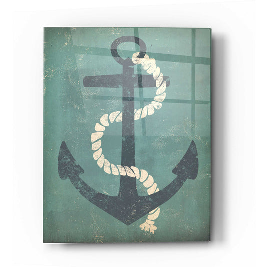 Epic Art 'Nautical Anchor Vertical Blue' by Ryan Fowler, Acrylic Glass Wall Art