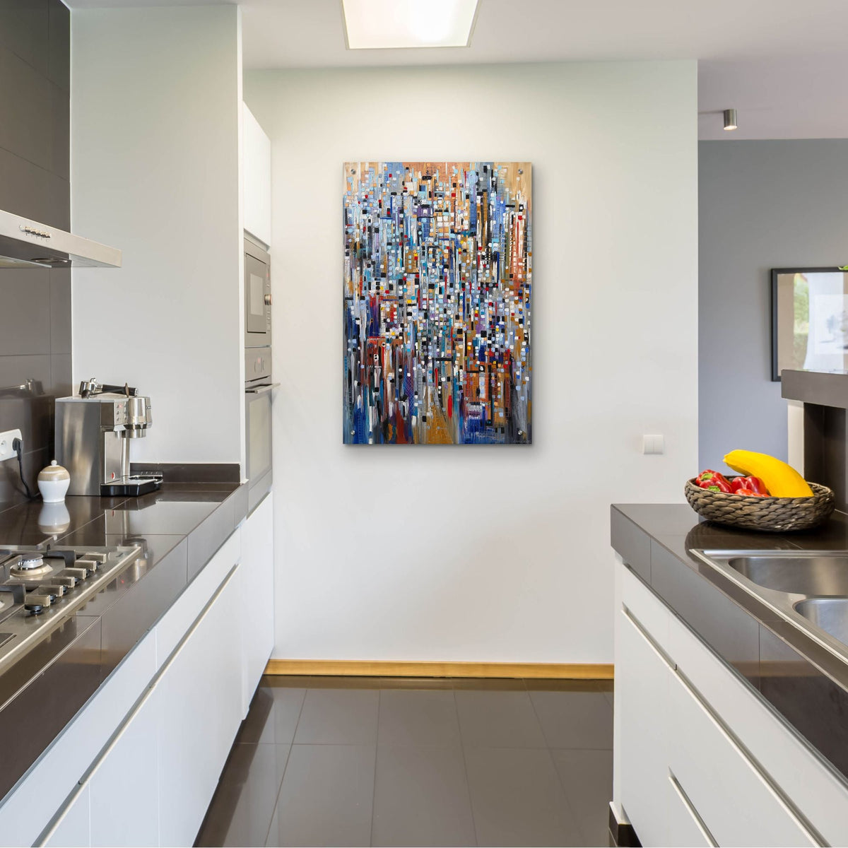 'Abstract Life' acrylic glass wall art in a room – Ekaterina Ermilkina collection