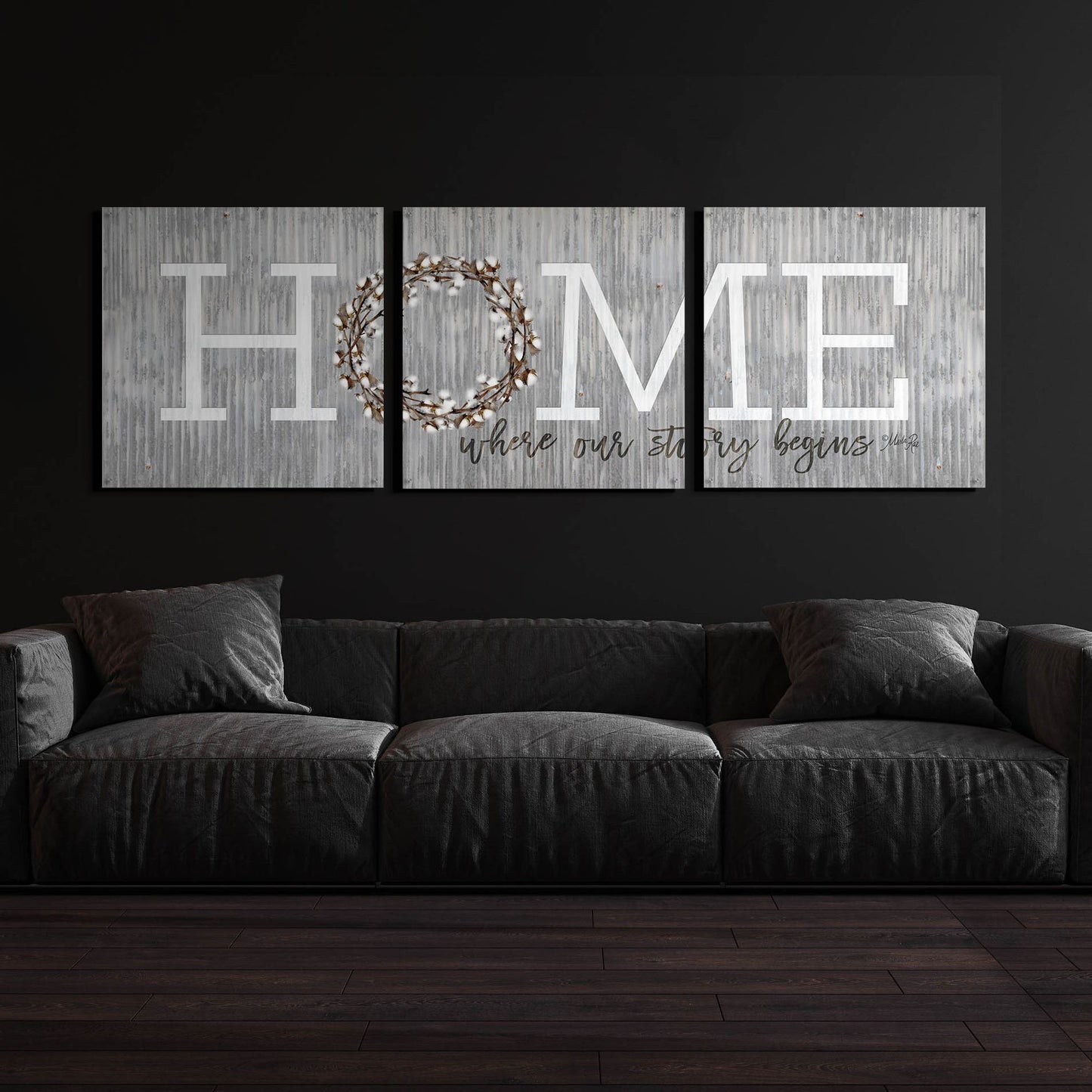 Epic Art 'Home - Where Our Story Begins' by Marla Rae, Acrylic Glass Wall Art, 3 Piece Set,108x36