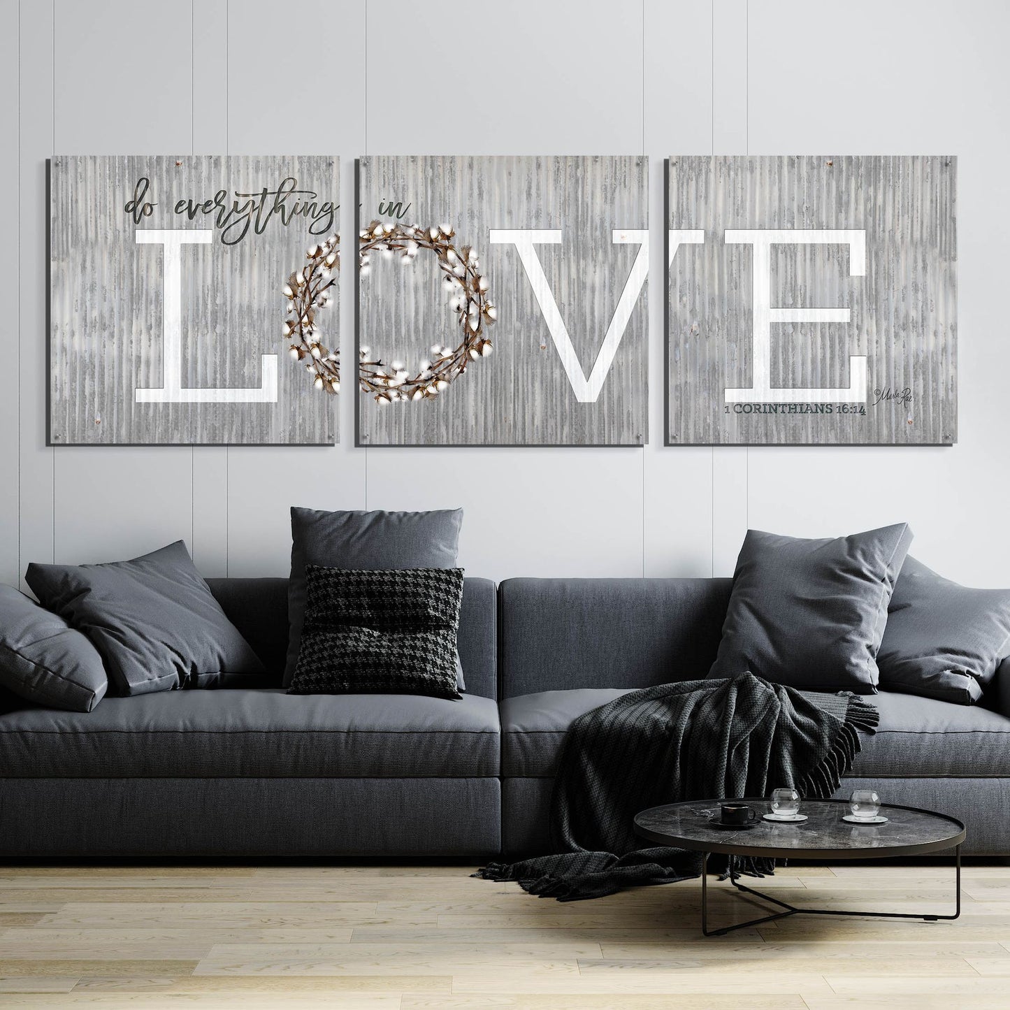 Epic Art 'Love - Do Everything in Love' by Marla Rae, Acrylic Glass Wall Art, 3 Piece Set,108x36