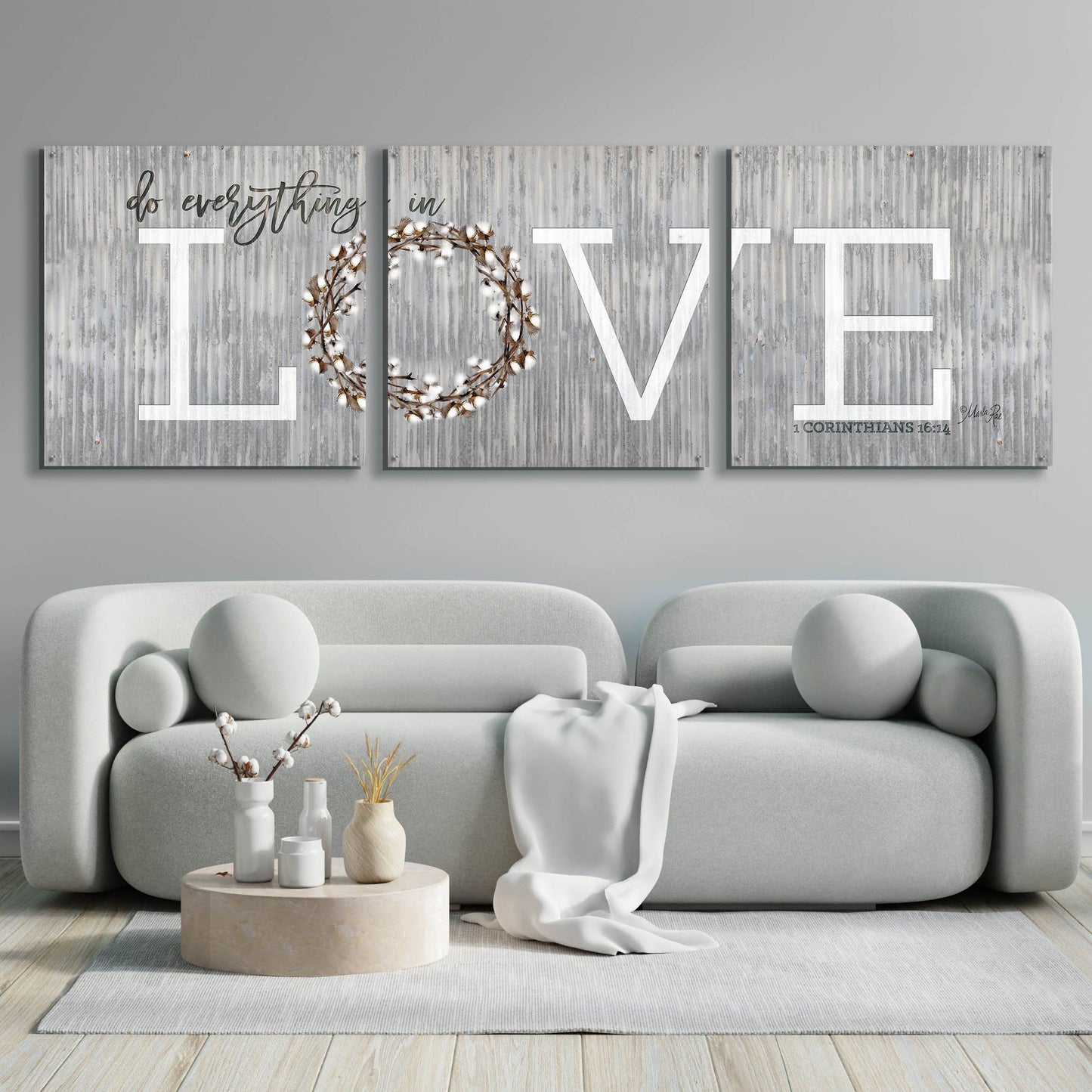 Epic Art 'Love - Do Everything in Love' by Marla Rae, Acrylic Glass Wall Art, 3 Piece Set,108x36