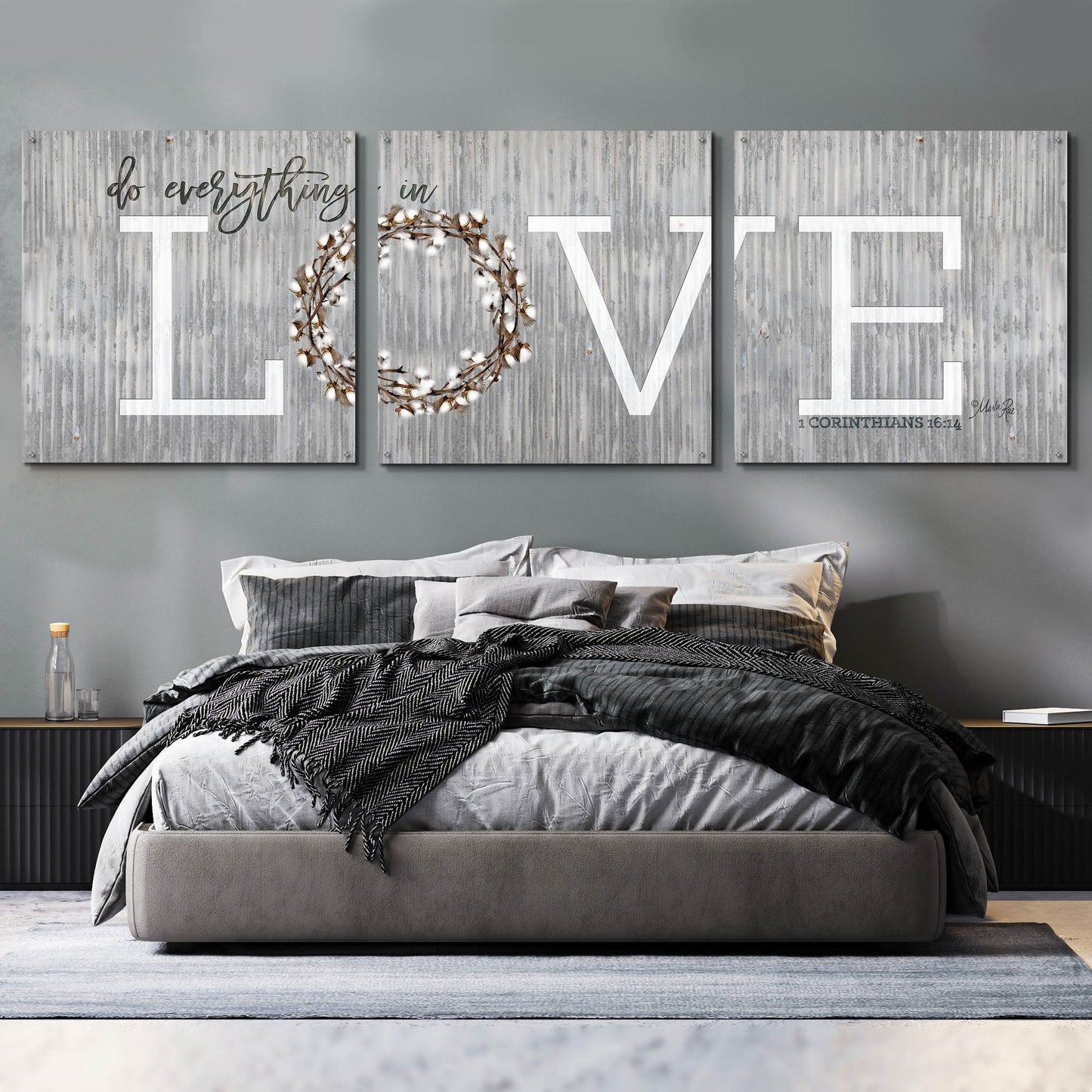 Epic Art 'Love - Do Everything in Love' by Marla Rae, Acrylic Glass Wall Art, 3 Piece Set,108x36