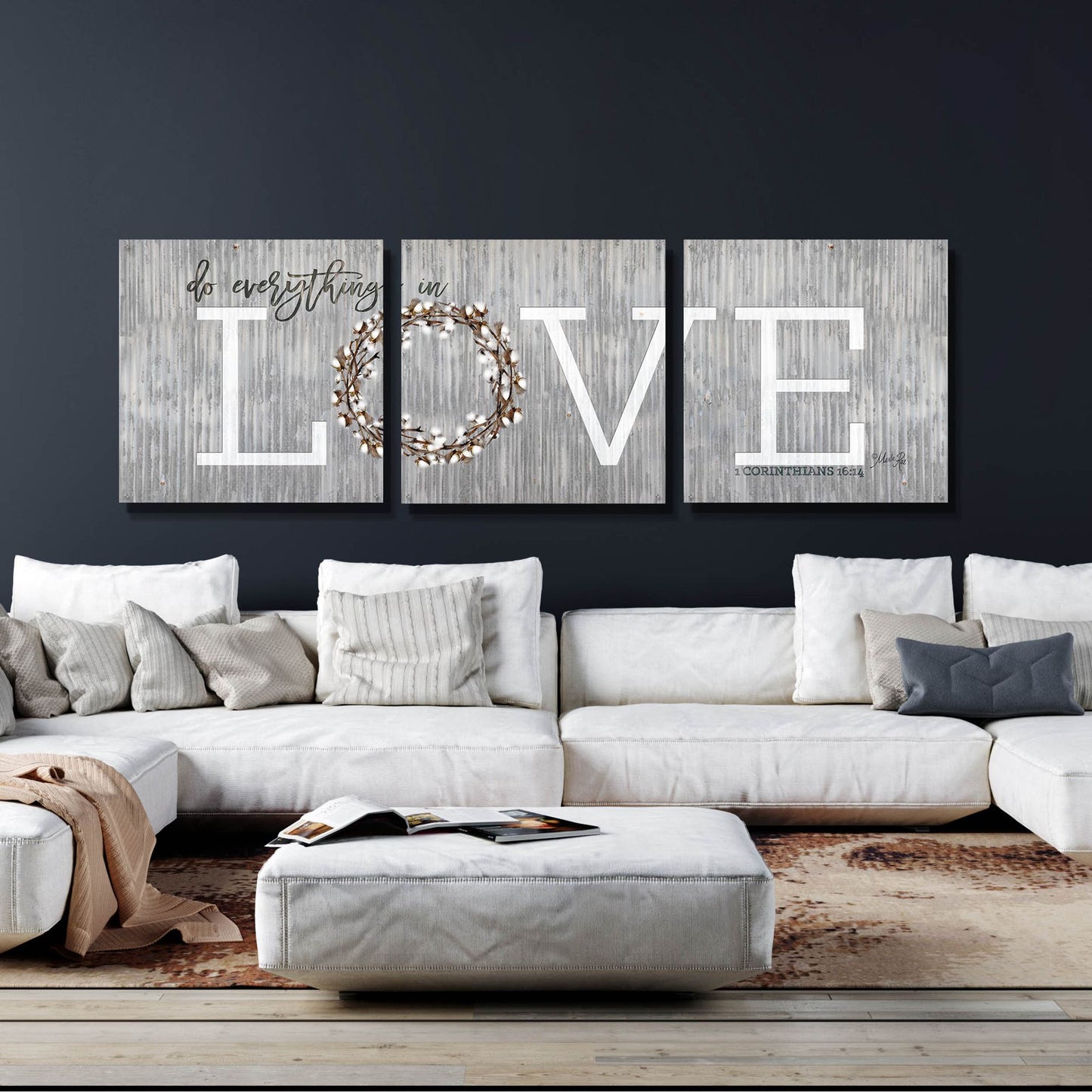 Epic Art 'Love - Do Everything in Love' by Marla Rae, Acrylic Glass Wall Art, 3 Piece Set,108x36