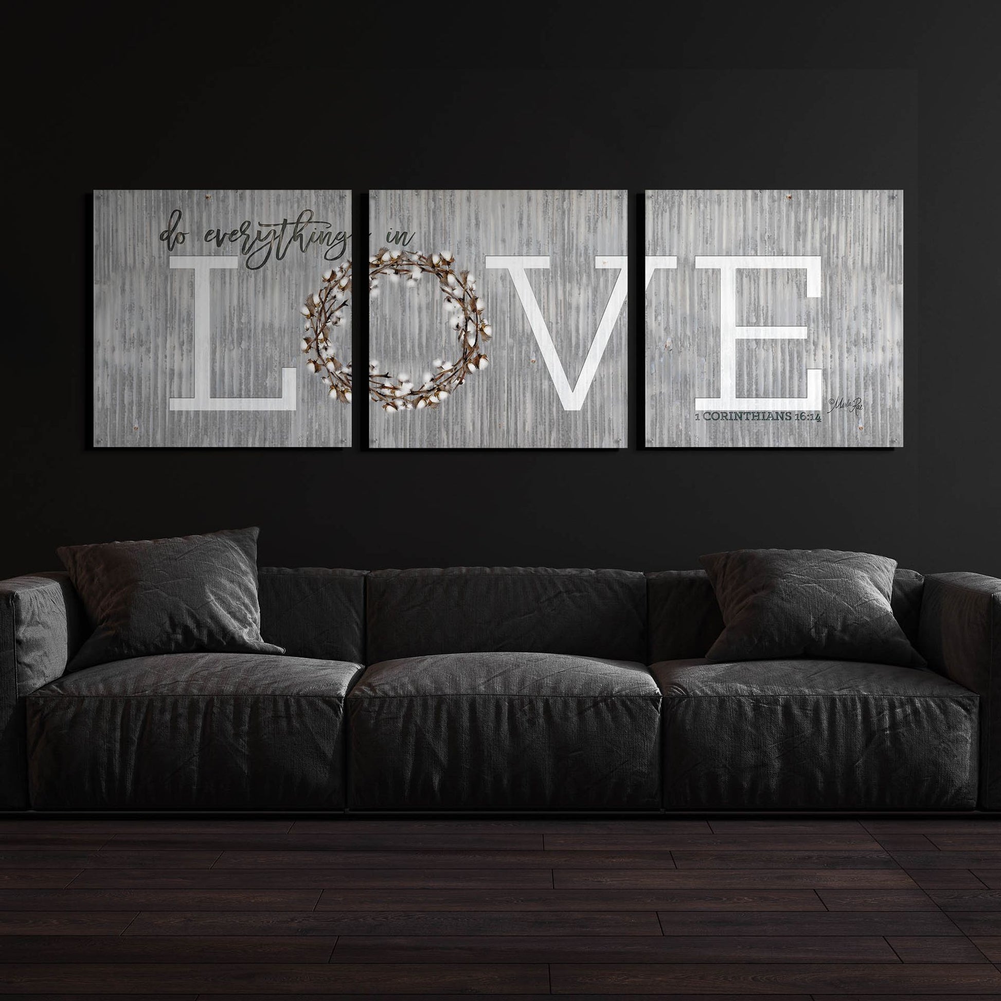 Epic Art 'Love - Do Everything in Love' by Marla Rae, Acrylic Glass Wall Art, 3 Piece Set,108x36