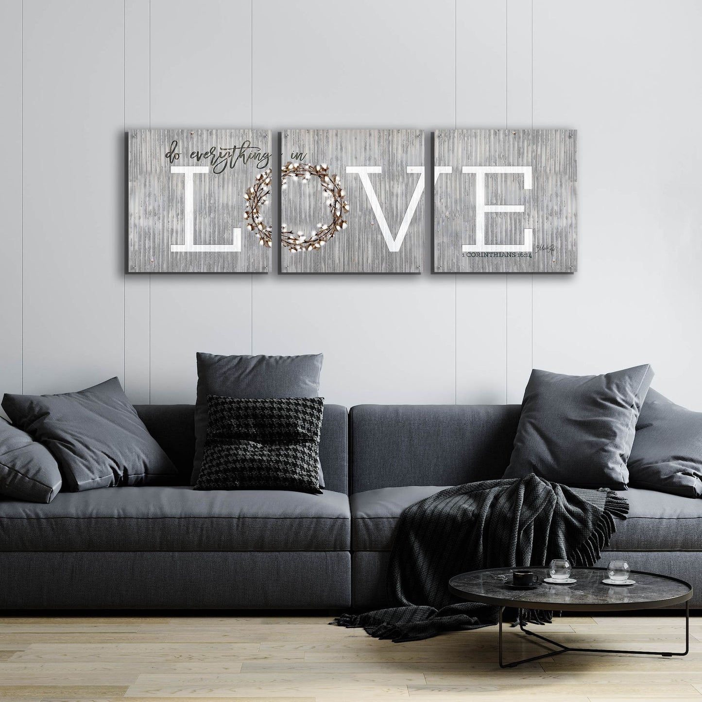 Epic Art 'Love - Do Everything in Love' by Marla Rae, Acrylic Glass Wall Art, 3 Piece Set,72x24