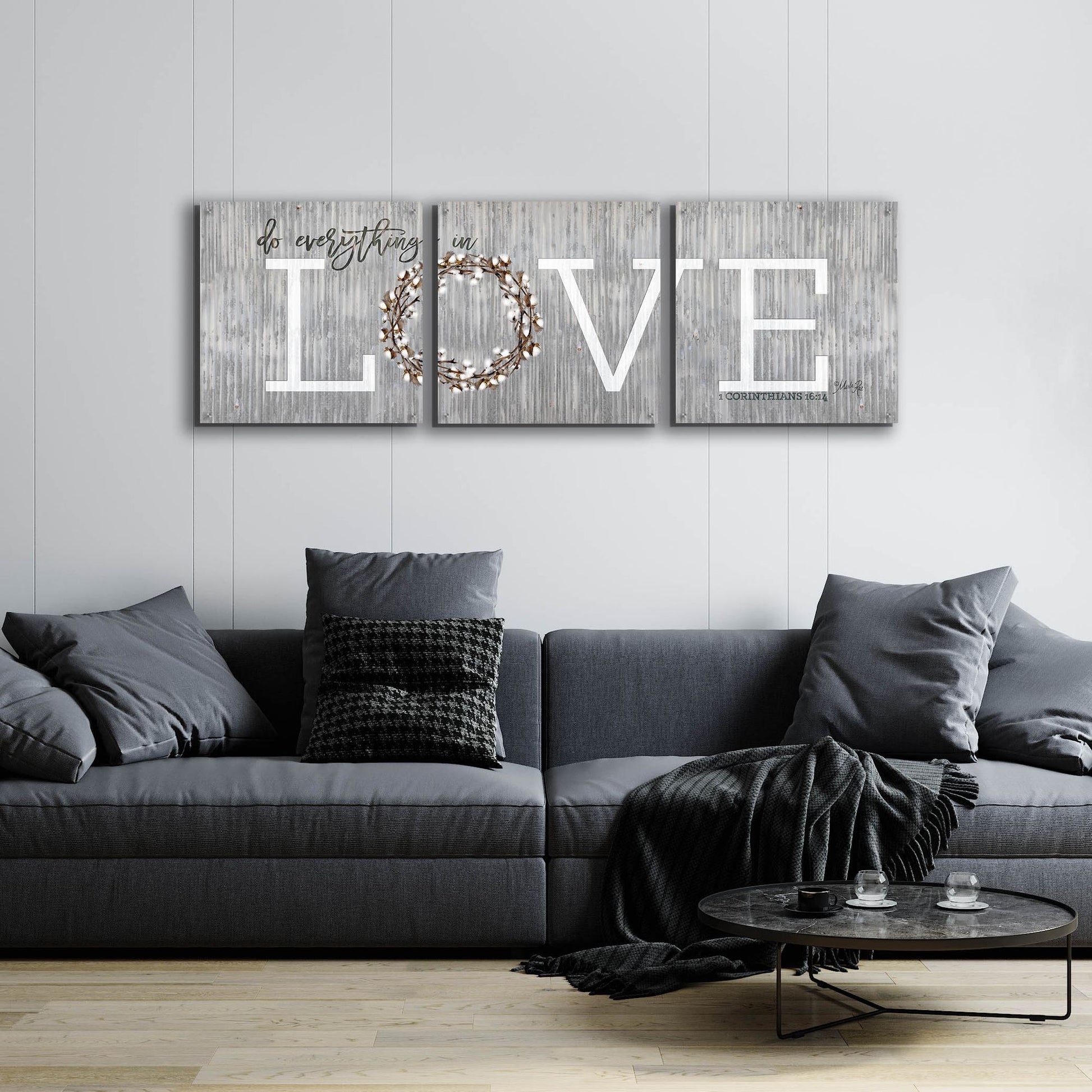 Epic Art 'Love - Do Everything in Love' by Marla Rae, Acrylic Glass Wall Art, 3 Piece Set,72x24