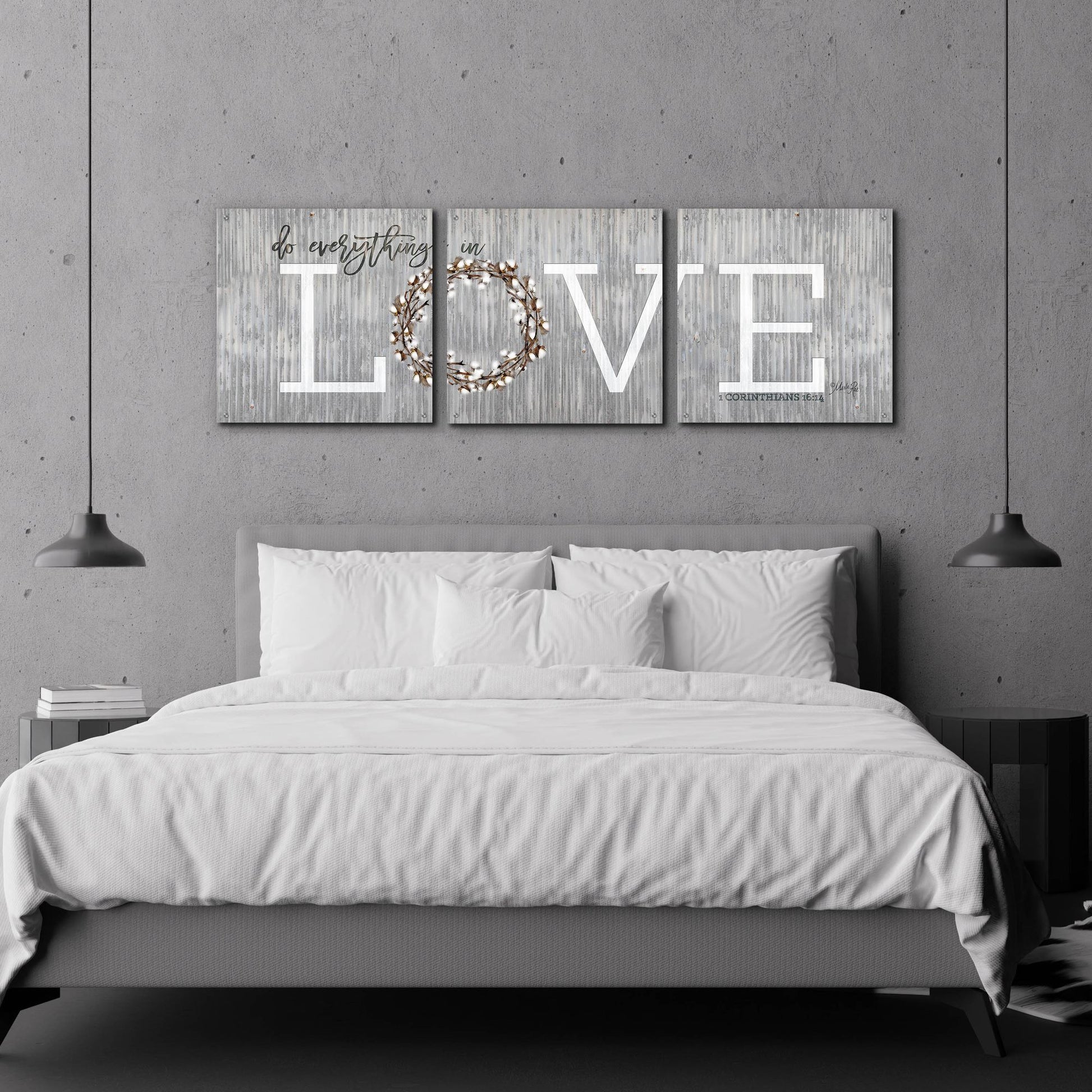 Epic Art 'Love - Do Everything in Love' by Marla Rae, Acrylic Glass Wall Art, 3 Piece Set,72x24