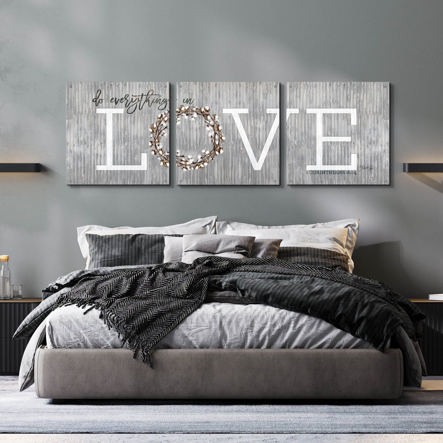 Epic Art 'Love - Do Everything in Love' by Marla Rae, Acrylic Glass Wall Art, 3 Piece Set,72x24