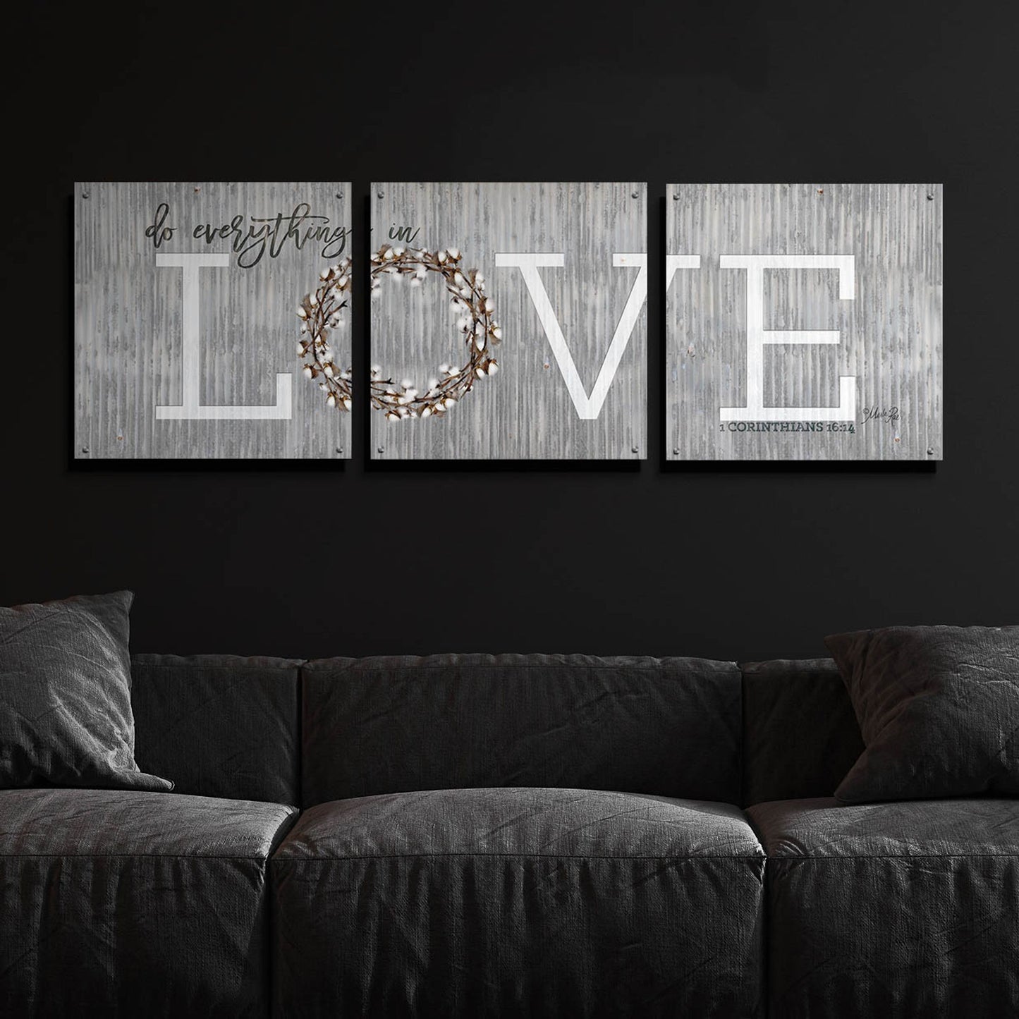 Epic Art 'Love - Do Everything in Love' by Marla Rae, Acrylic Glass Wall Art, 3 Piece Set,72x24