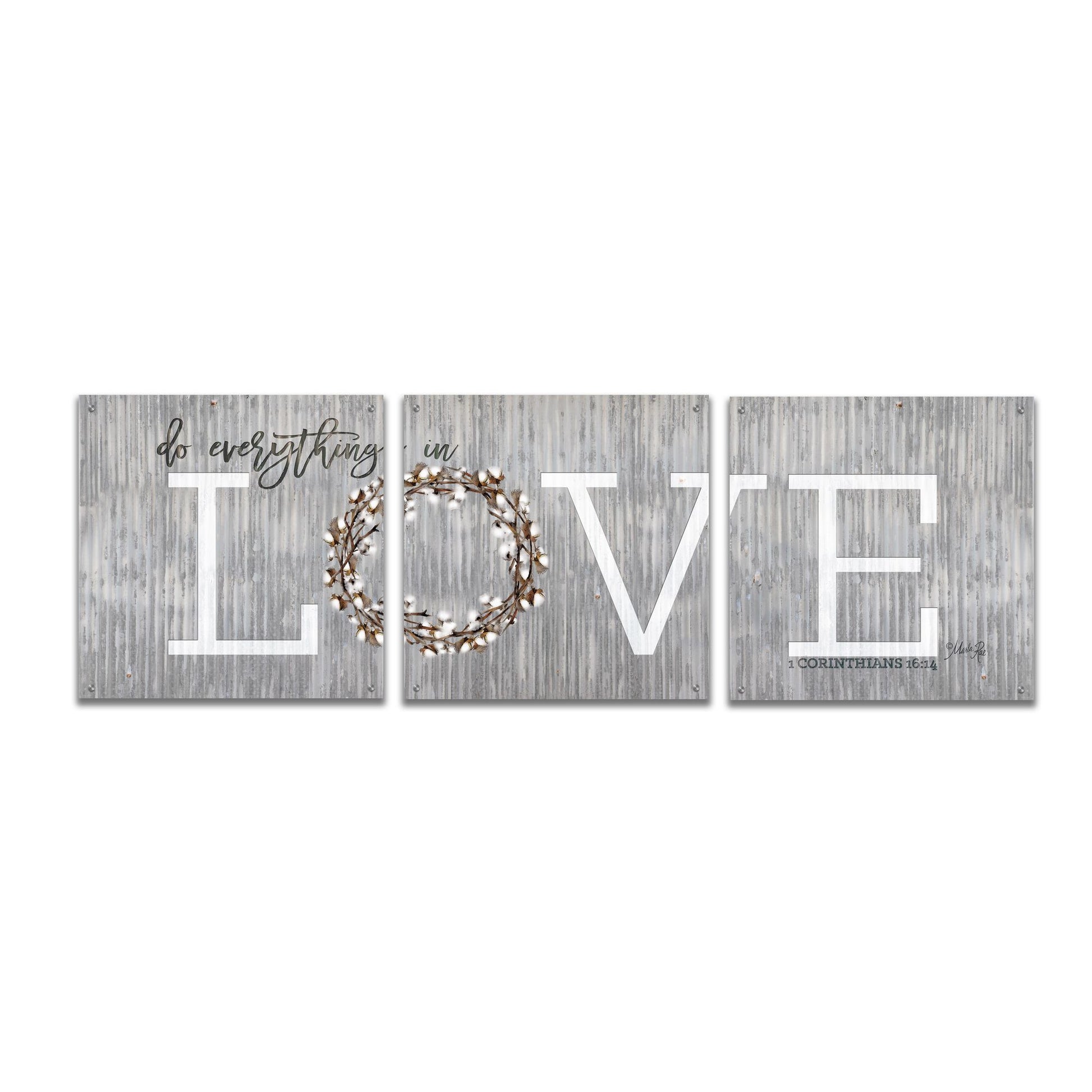 Epic Art 'Love - Do Everything in Love' by Marla Rae, Acrylic Glass Wall Art, 3 Piece Set