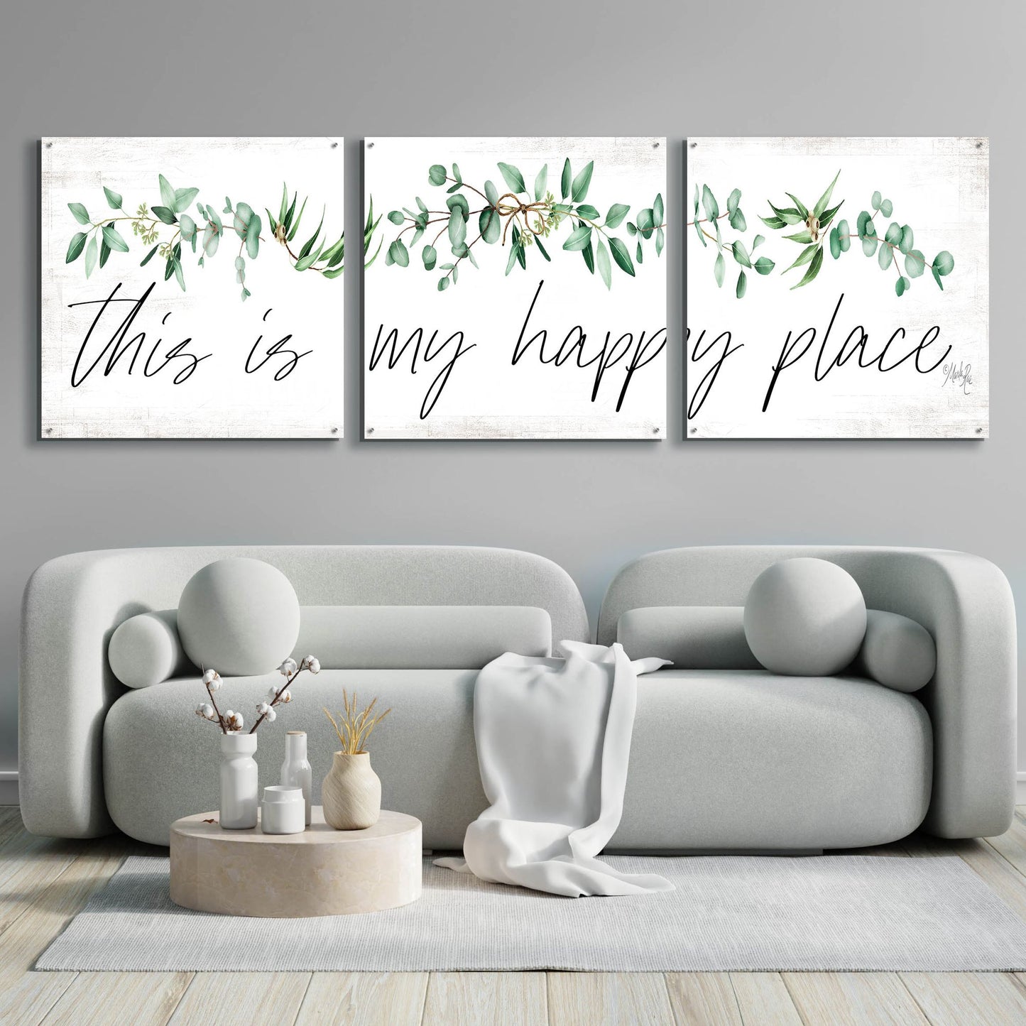 Epic Art 'This is My Happy Place' by Marla Rae, Acrylic Glass Wall Art, 3 Piece Set,108x36