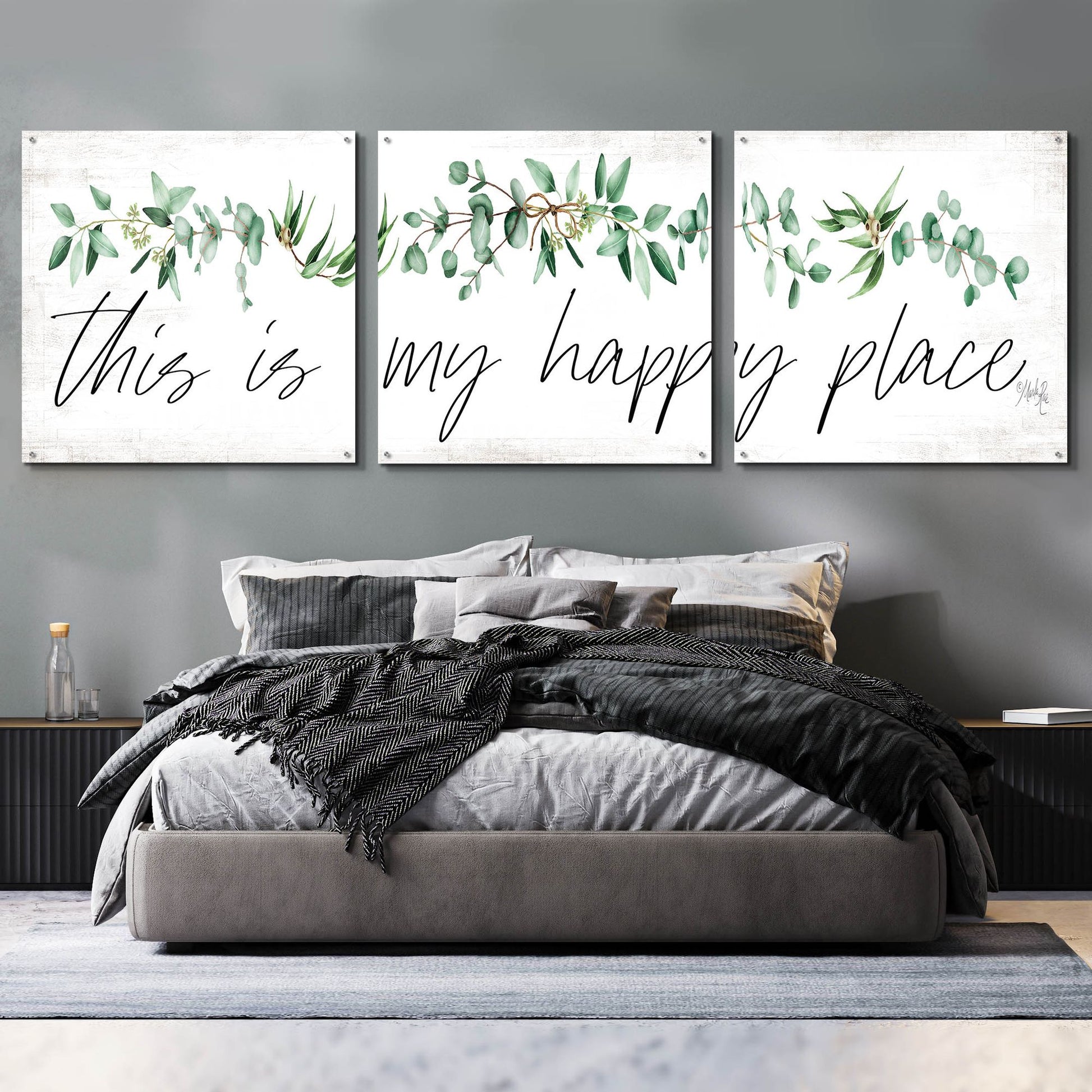 Epic Art 'This is My Happy Place' by Marla Rae, Acrylic Glass Wall Art, 3 Piece Set,108x36