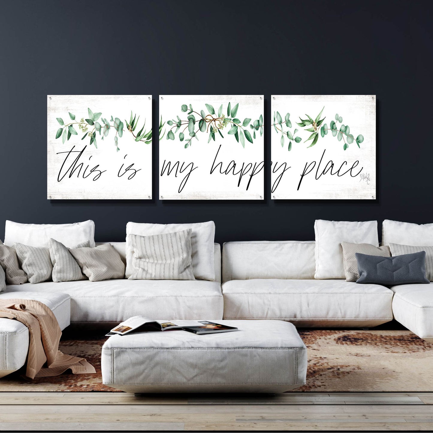 Epic Art 'This is My Happy Place' by Marla Rae, Acrylic Glass Wall Art, 3 Piece Set,108x36