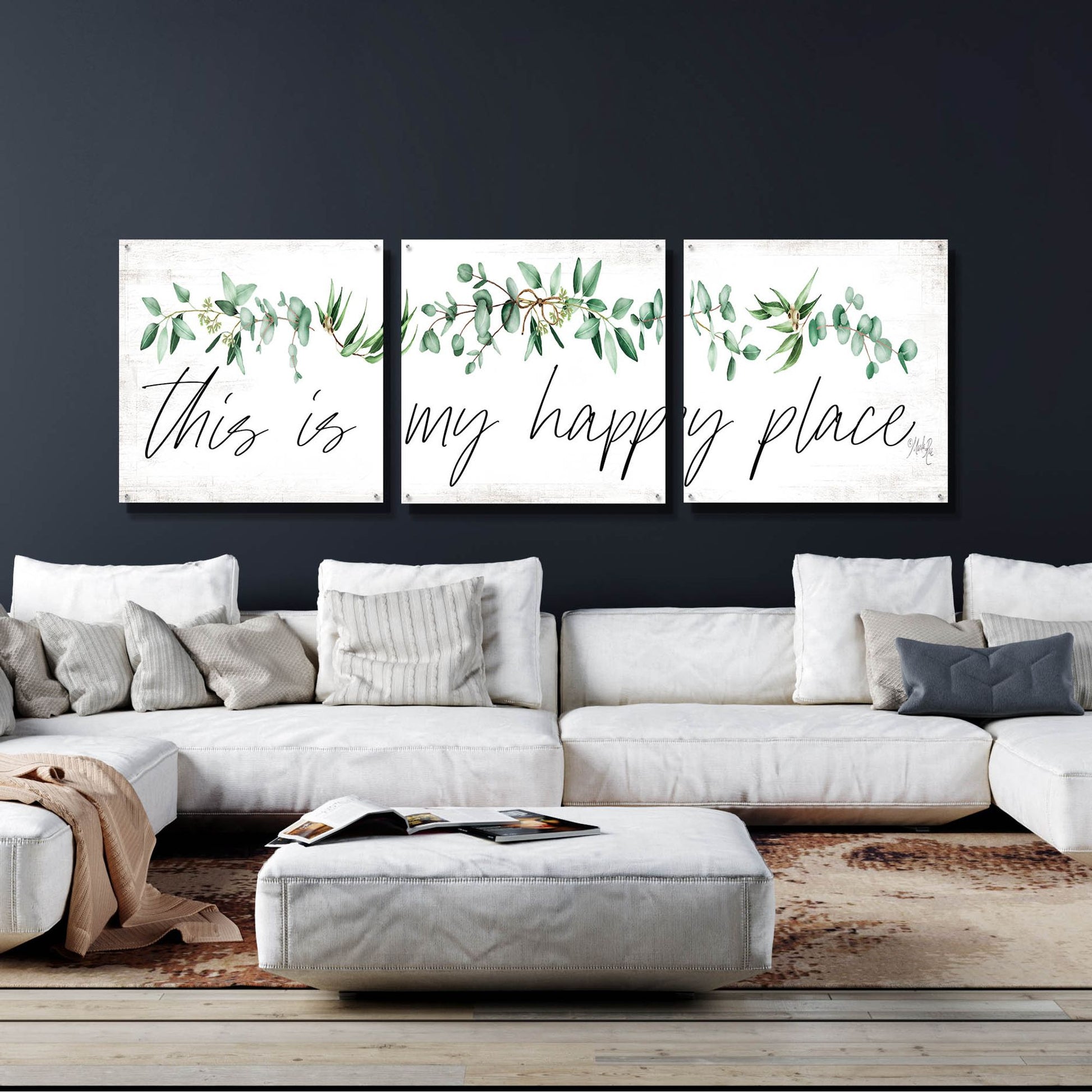 Epic Art 'This is My Happy Place' by Marla Rae, Acrylic Glass Wall Art, 3 Piece Set,108x36