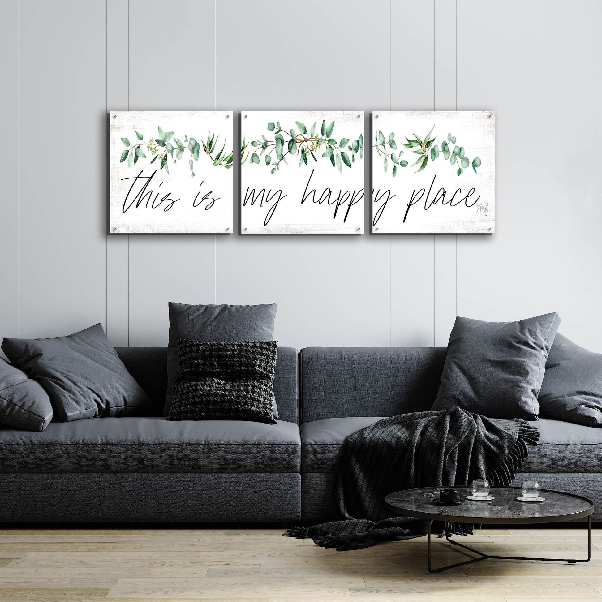 Epic Art 'This is My Happy Place' by Marla Rae, Acrylic Glass Wall Art, 3 Piece Set,72x24