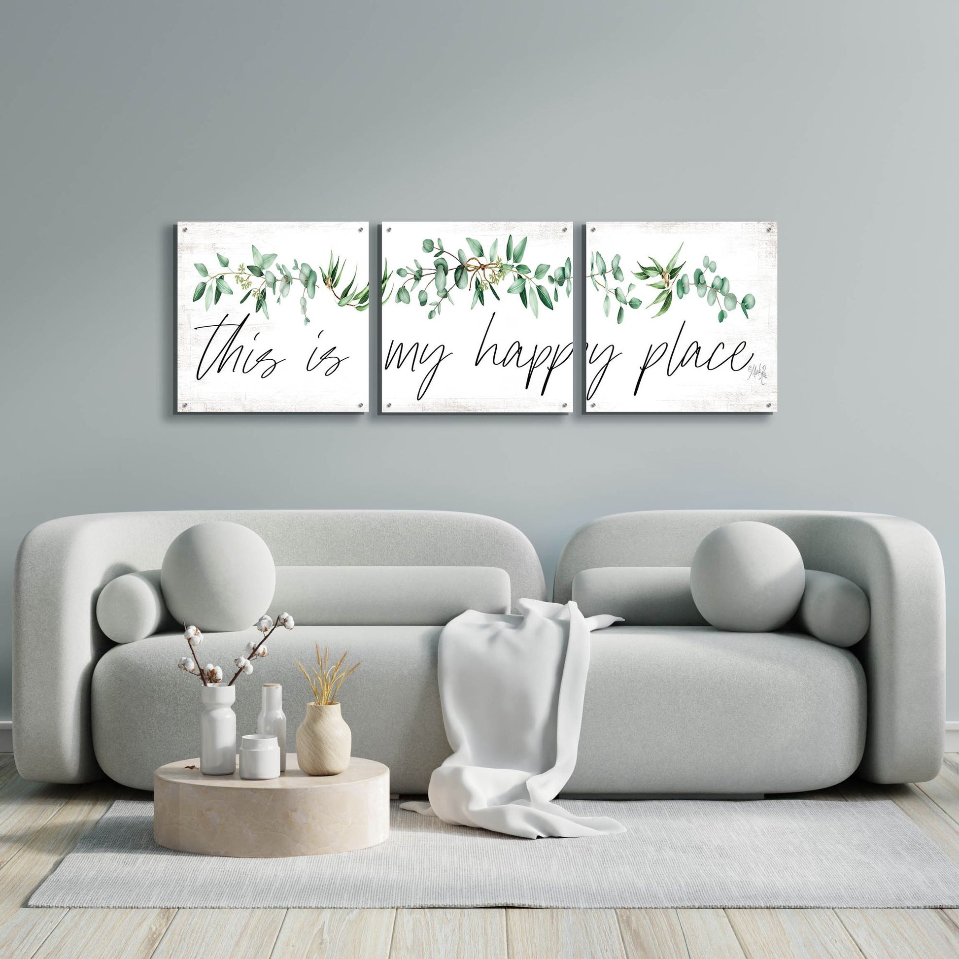 Epic Art 'This is My Happy Place' by Marla Rae, Acrylic Glass Wall Art, 3 Piece Set,72x24