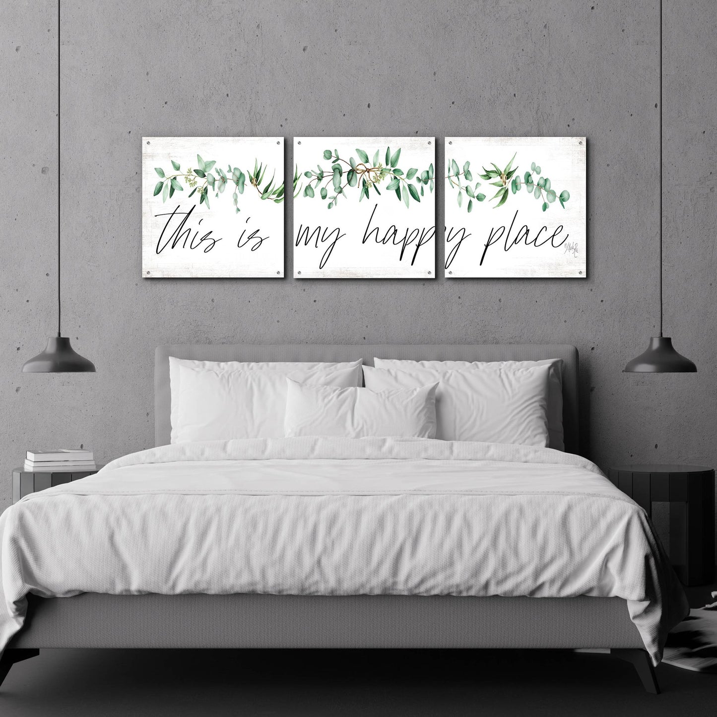 Epic Art 'This is My Happy Place' by Marla Rae, Acrylic Glass Wall Art, 3 Piece Set,72x24