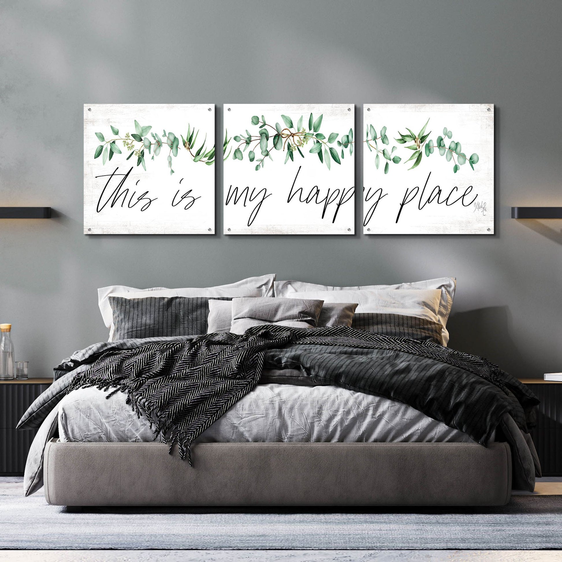 Epic Art 'This is My Happy Place' by Marla Rae, Acrylic Glass Wall Art, 3 Piece Set,72x24