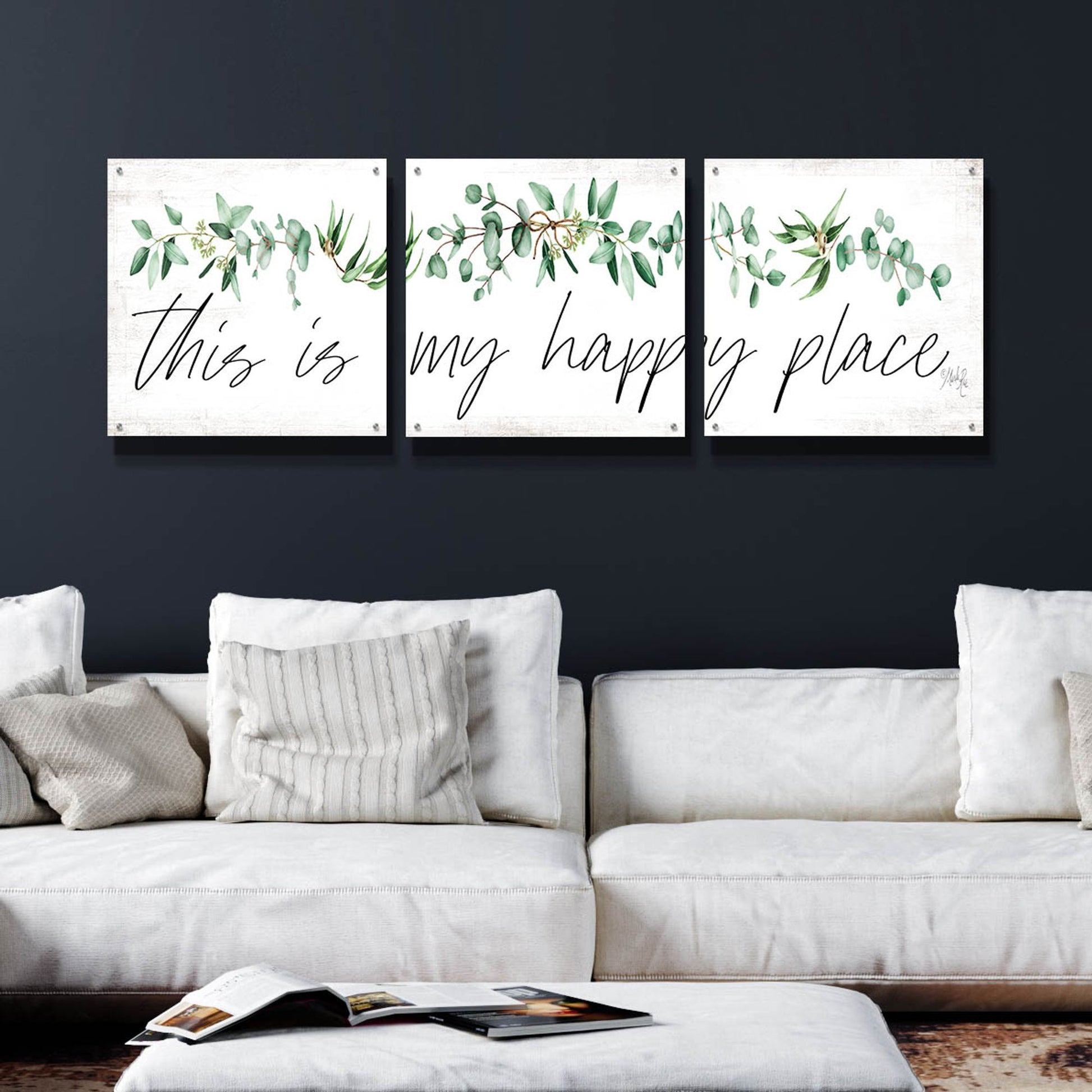 Epic Art 'This is My Happy Place' by Marla Rae, Acrylic Glass Wall Art, 3 Piece Set,72x24