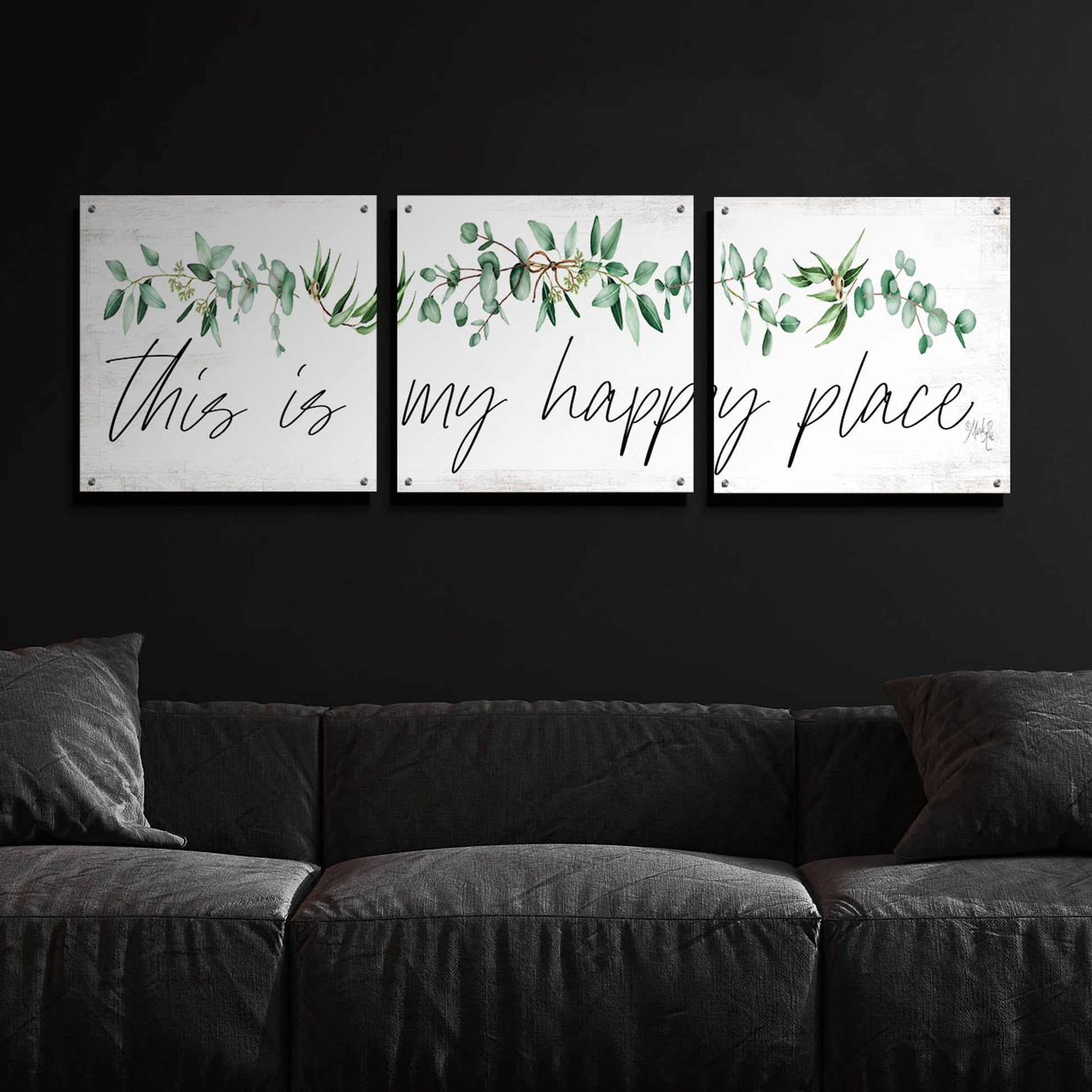 Epic Art 'This is My Happy Place' by Marla Rae, Acrylic Glass Wall Art, 3 Piece Set,72x24