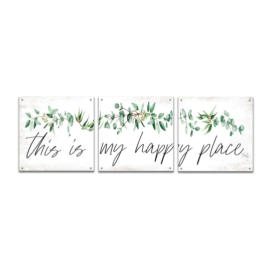 Epic Art 'This is My Happy Place' by Marla Rae, Acrylic Glass Wall Art, 3 Piece Set