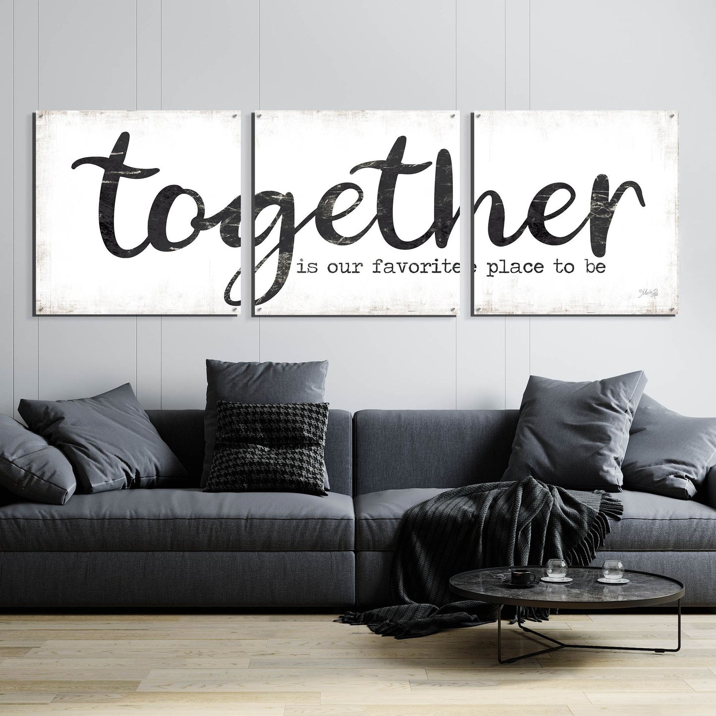 Epic Art 'Together is Our Favorite Place to Be' by Marla Rae, Acrylic Glass Wall Art, 3 Piece Set,108x36