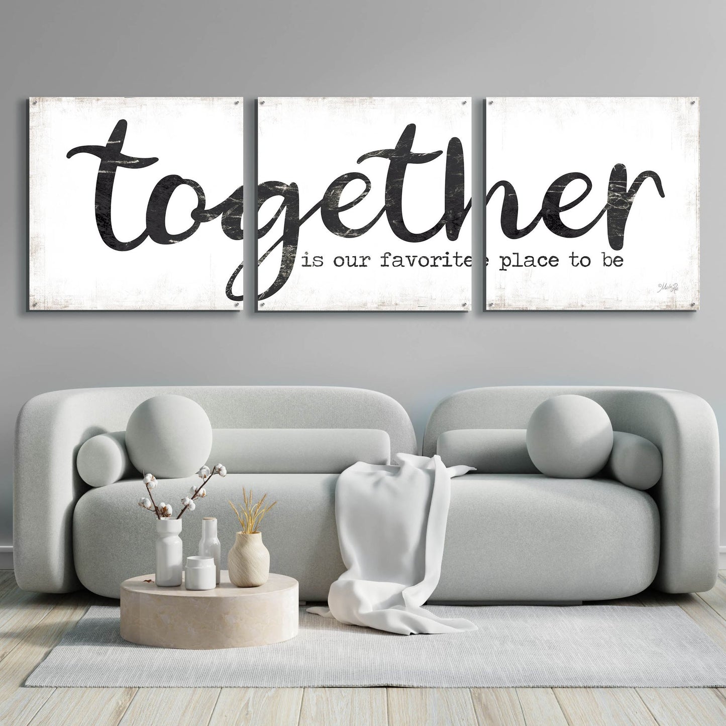 Epic Art 'Together is Our Favorite Place to Be' by Marla Rae, Acrylic Glass Wall Art, 3 Piece Set,108x36