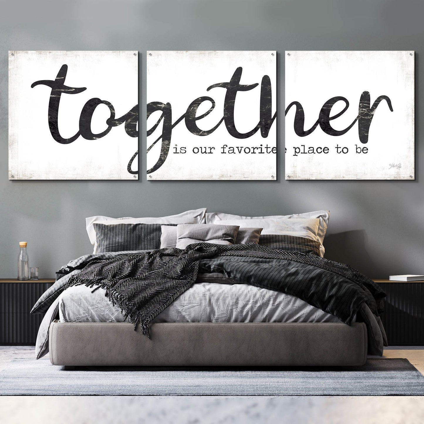 Epic Art 'Together is Our Favorite Place to Be' by Marla Rae, Acrylic Glass Wall Art, 3 Piece Set,108x36