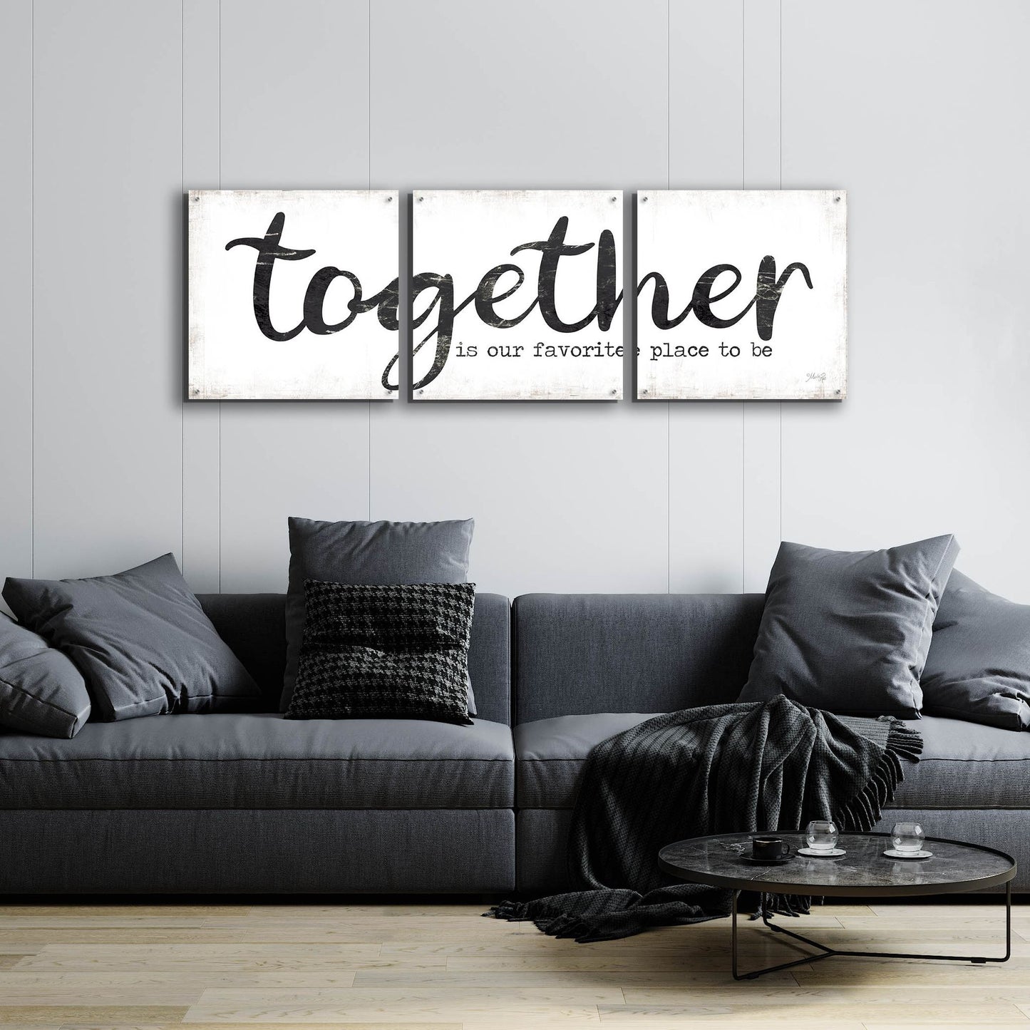 Epic Art 'Together is Our Favorite Place to Be' by Marla Rae, Acrylic Glass Wall Art, 3 Piece Set,72x24