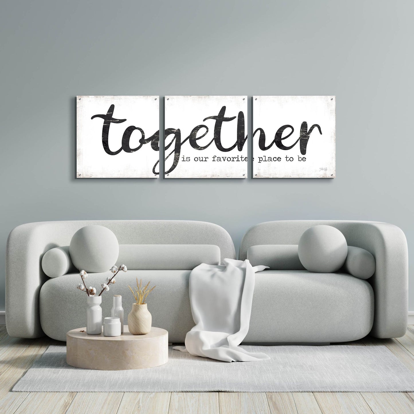 Epic Art 'Together is Our Favorite Place to Be' by Marla Rae, Acrylic Glass Wall Art, 3 Piece Set,72x24