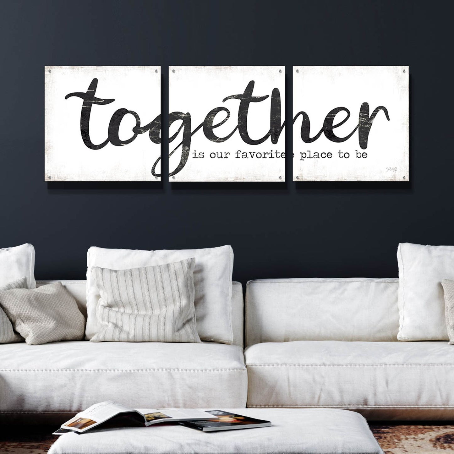 Epic Art 'Together is Our Favorite Place to Be' by Marla Rae, Acrylic Glass Wall Art, 3 Piece Set,72x24