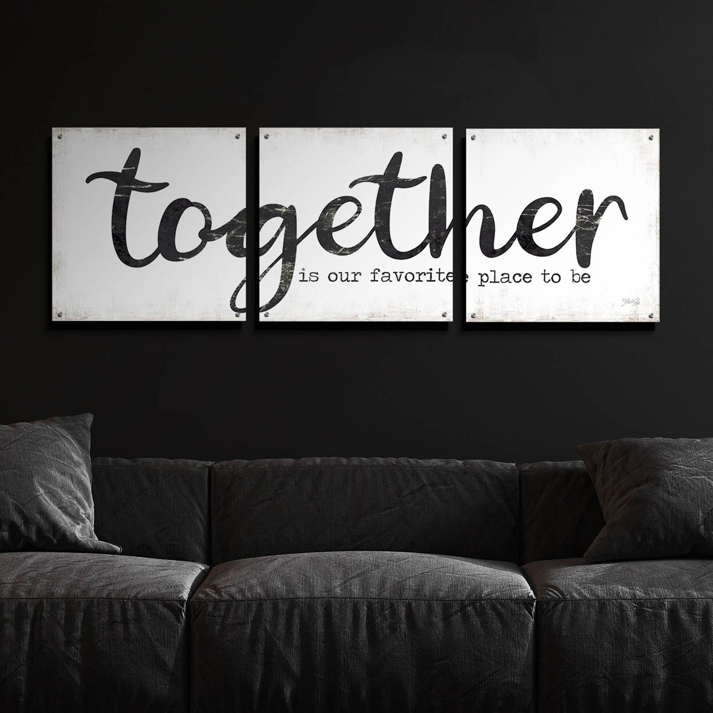 Epic Art 'Together is Our Favorite Place to Be' by Marla Rae, Acrylic Glass Wall Art, 3 Piece Set,72x24