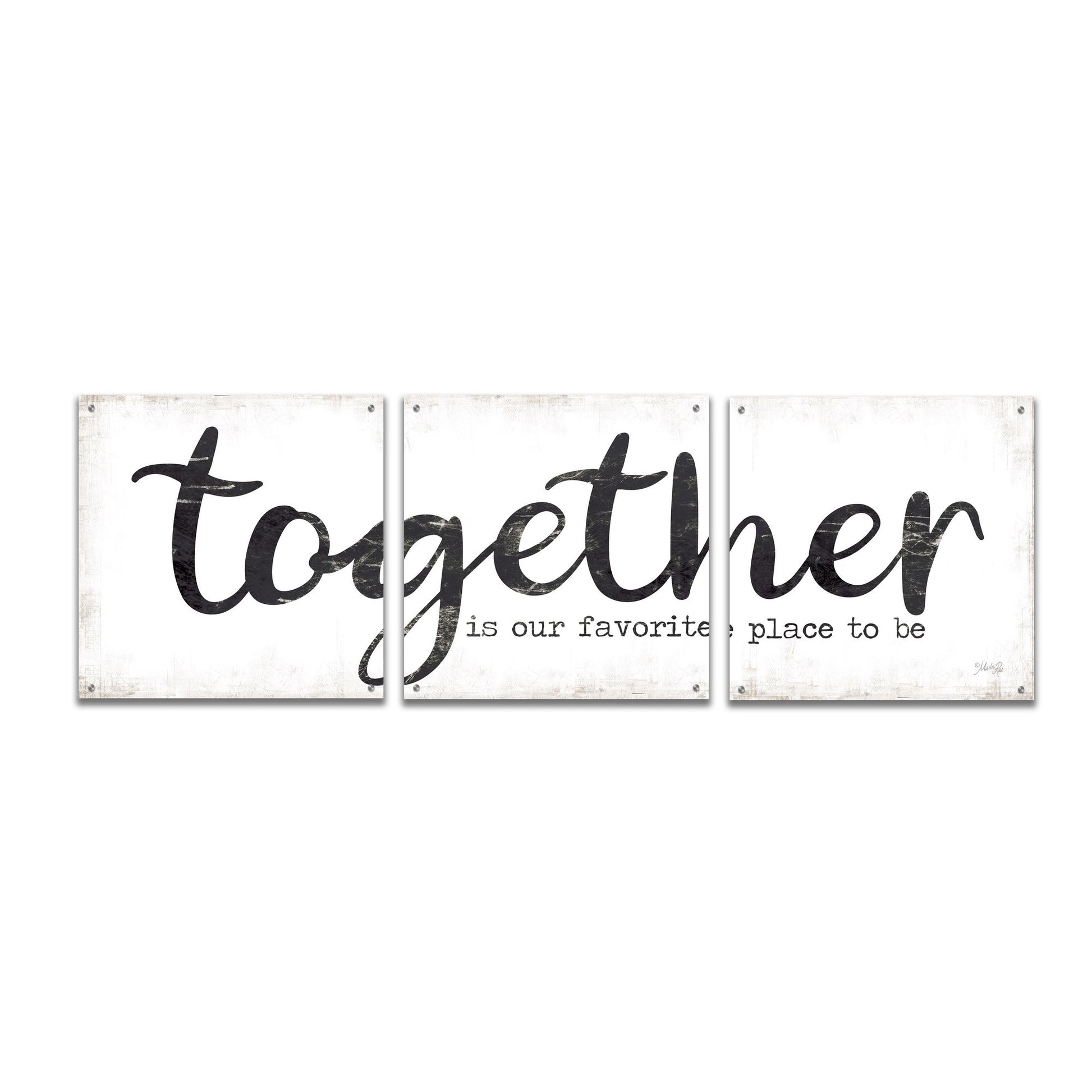 Epic Art 'Together is Our Favorite Place to Be' by Marla Rae, Acrylic Glass Wall Art, 3 Piece Set