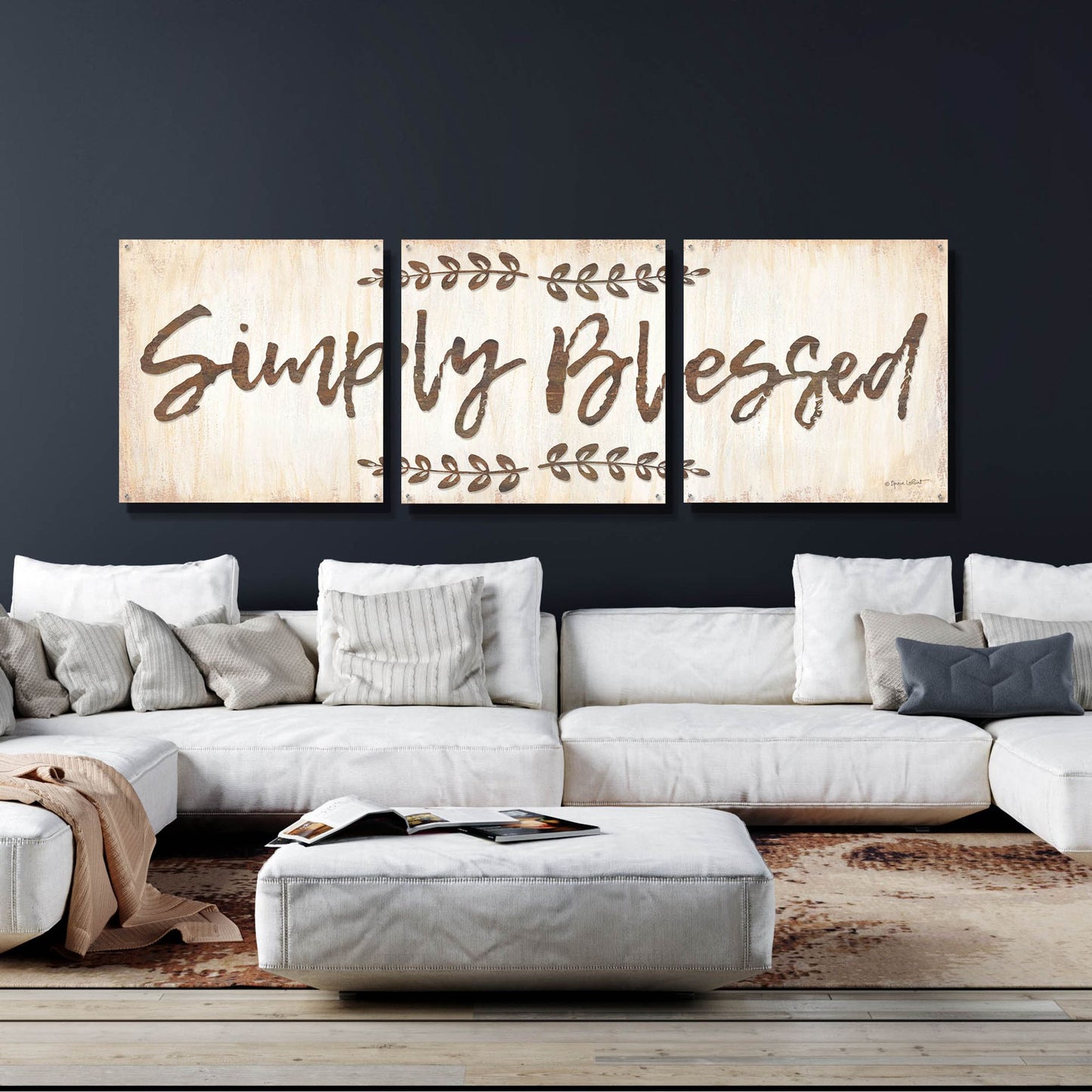 Epic Art 'Simply Blessed' by Annie LaPoint, Acrylic Glass Wall Art, 3 Piece Set,108x36