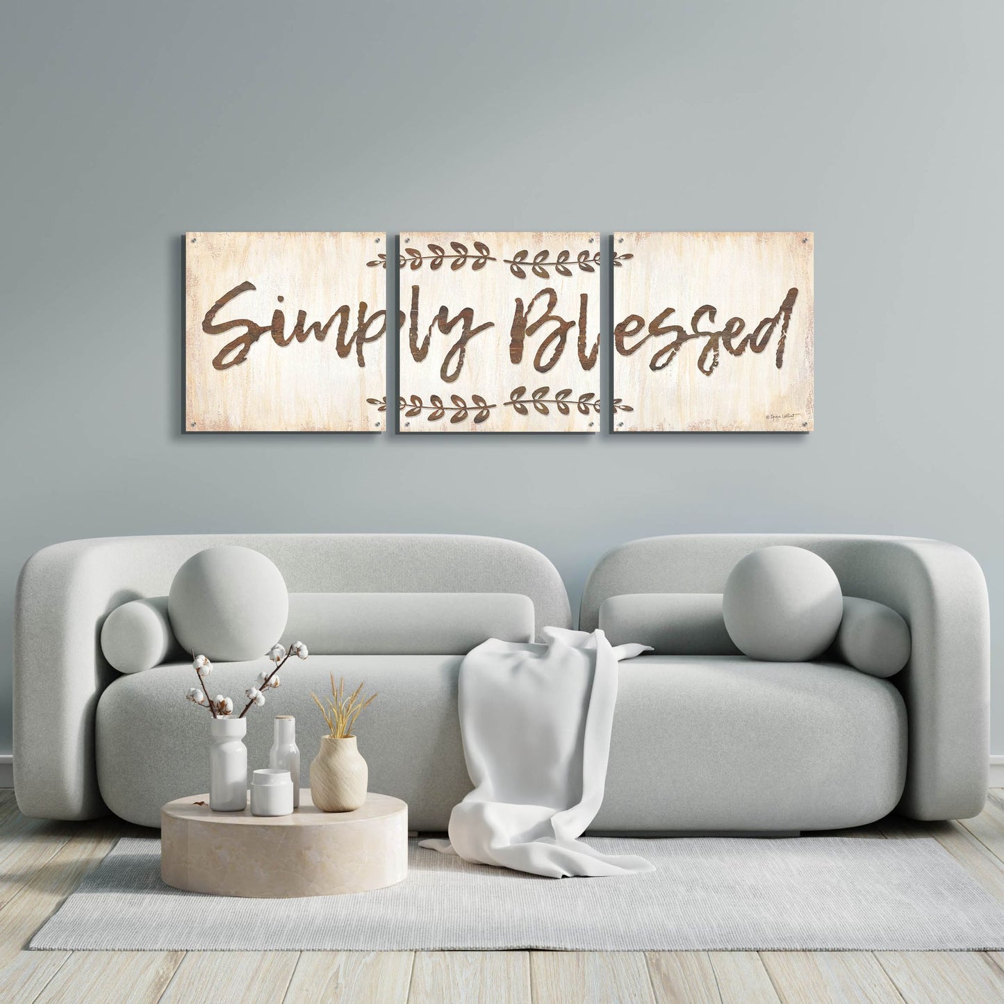 Epic Art 'Simply Blessed' by Annie LaPoint, Acrylic Glass Wall Art, 3 Piece Set,72x24