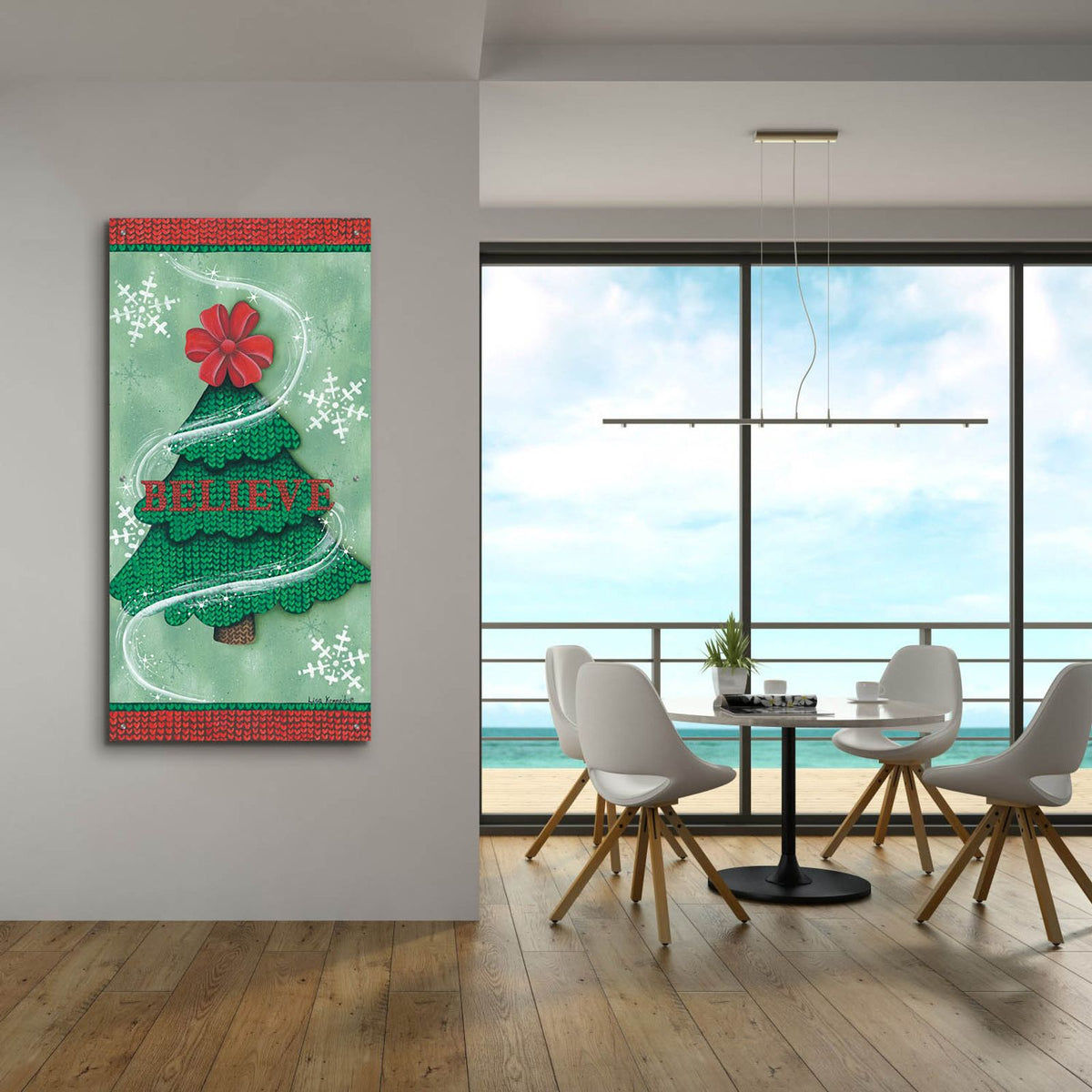 Believe Stitch Tree by Lisa Kennedy - 24x48 acrylic wall art in a room