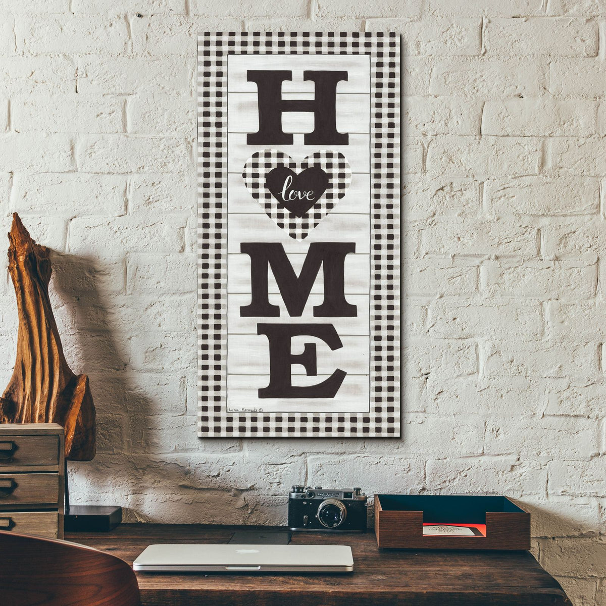Black & White Plaid Home by Lisa Kennedy - 12x24 acrylic wall art in a room