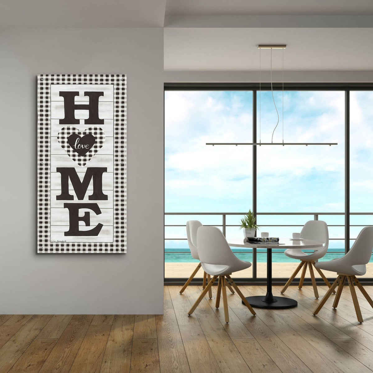 Black & White Plaid Home by Lisa Kennedy - 24x48 acrylic wall art in a room