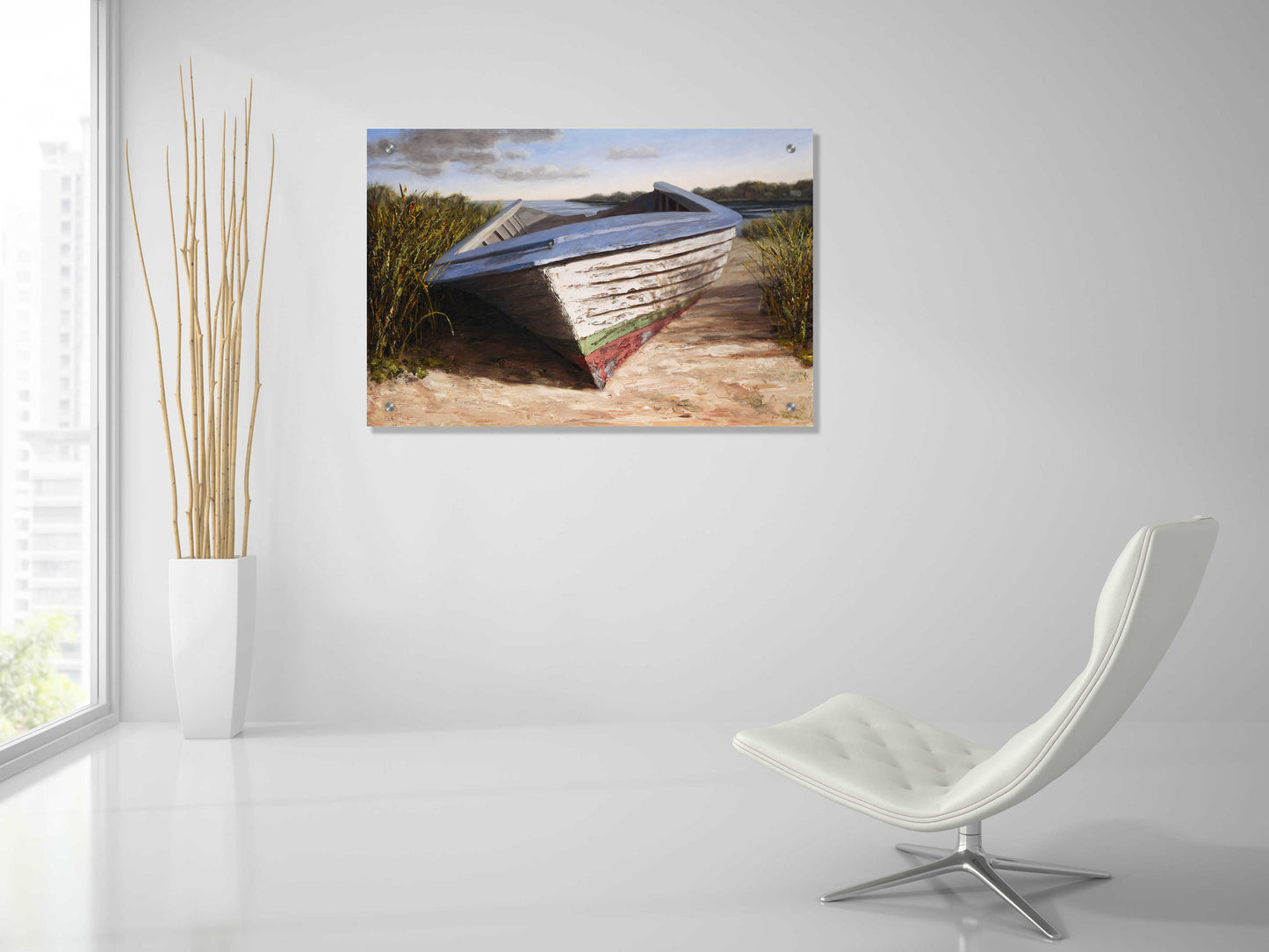 Epic Art 'Montauk Skiff' by Karl Soderlund, Acrylic Glass Wall Art,36x24