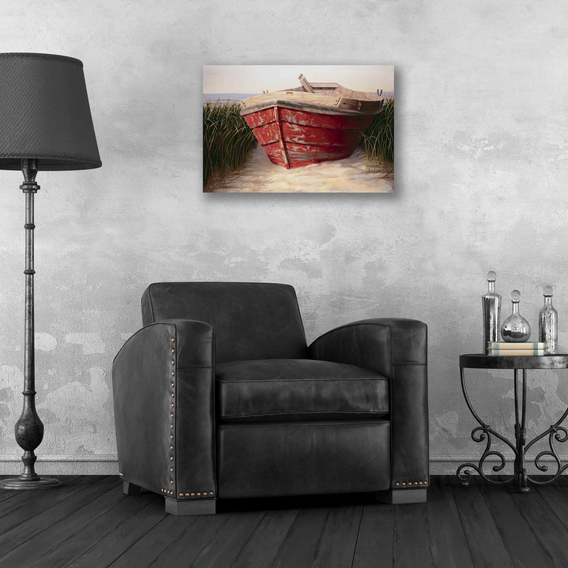 Epic Art 'Red Boat' by Karl Soderlund, Acrylic Glass Wall Art,24x16