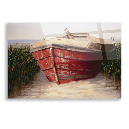 Epic Art 'Red Boat' by Karl Soderlund, Acrylic Glass Wall Art