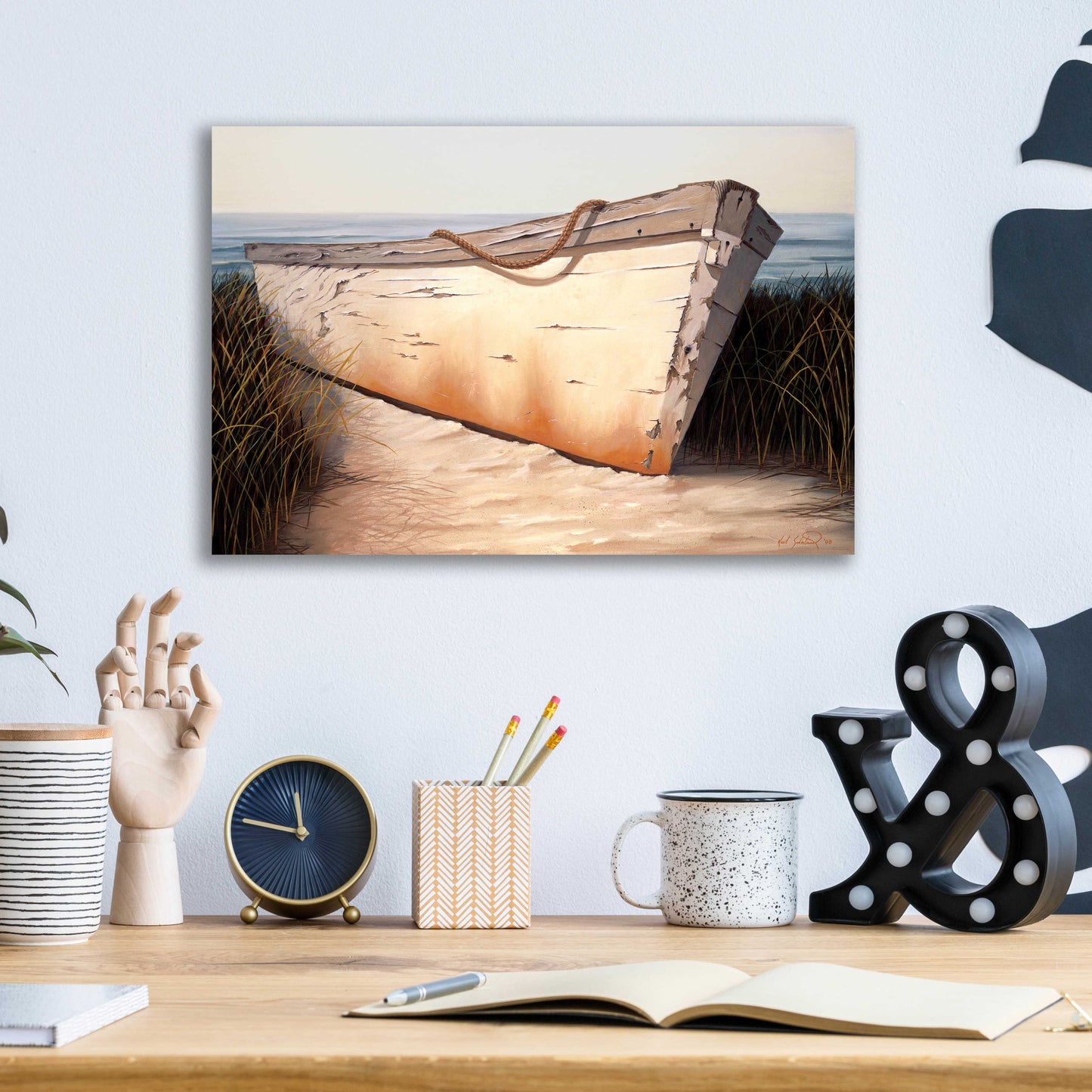 Epic Art 'White Boat' by Karl Soderlund, Acrylic Glass Wall Art,16x12