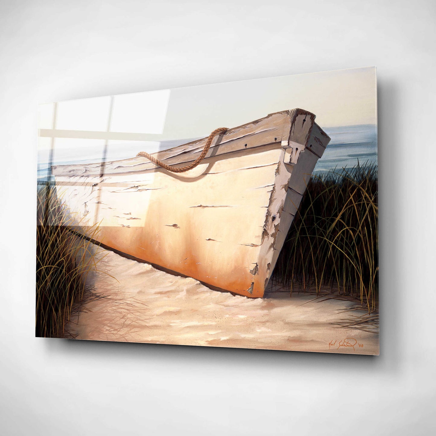 Epic Art 'White Boat' by Karl Soderlund, Acrylic Glass Wall Art,24x16