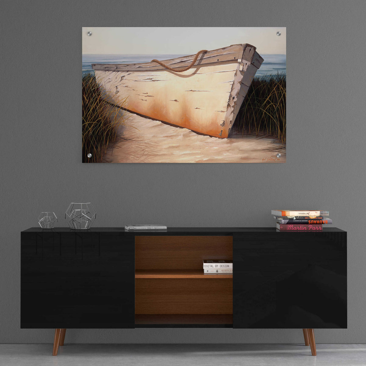 Epic Art 'White Boat' by Karl Soderlund, Acrylic Glass Wall Art,36x24