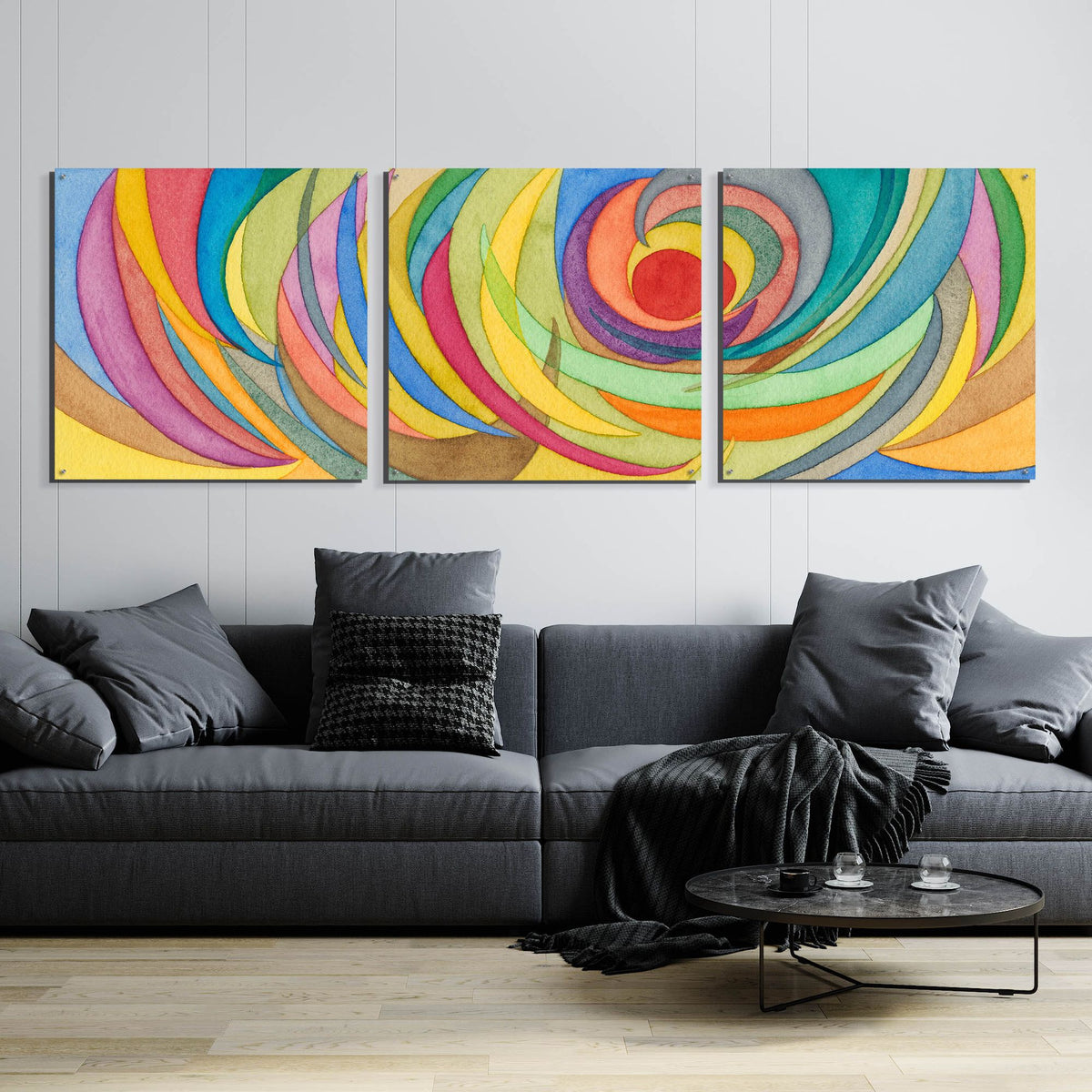Epic Art 'Watercolor Arches I' by Nikki Galapon, Acrylic Glass Wall Art, 3 Piece Set,108x36